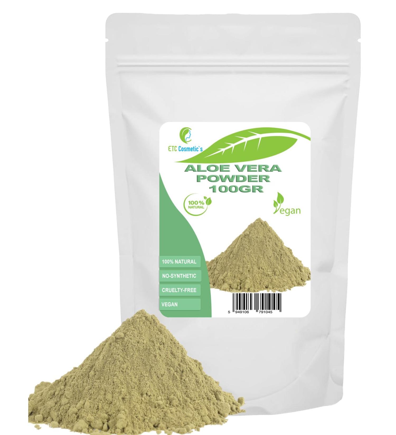 Euro Trade Center Aloe Vera powder 100 gr DIY Facial Masks Body Mask Hair Mask Promotes Hair Growth Hydrating Moisturizing Natural and Chemical Free 100 g 1er Pack