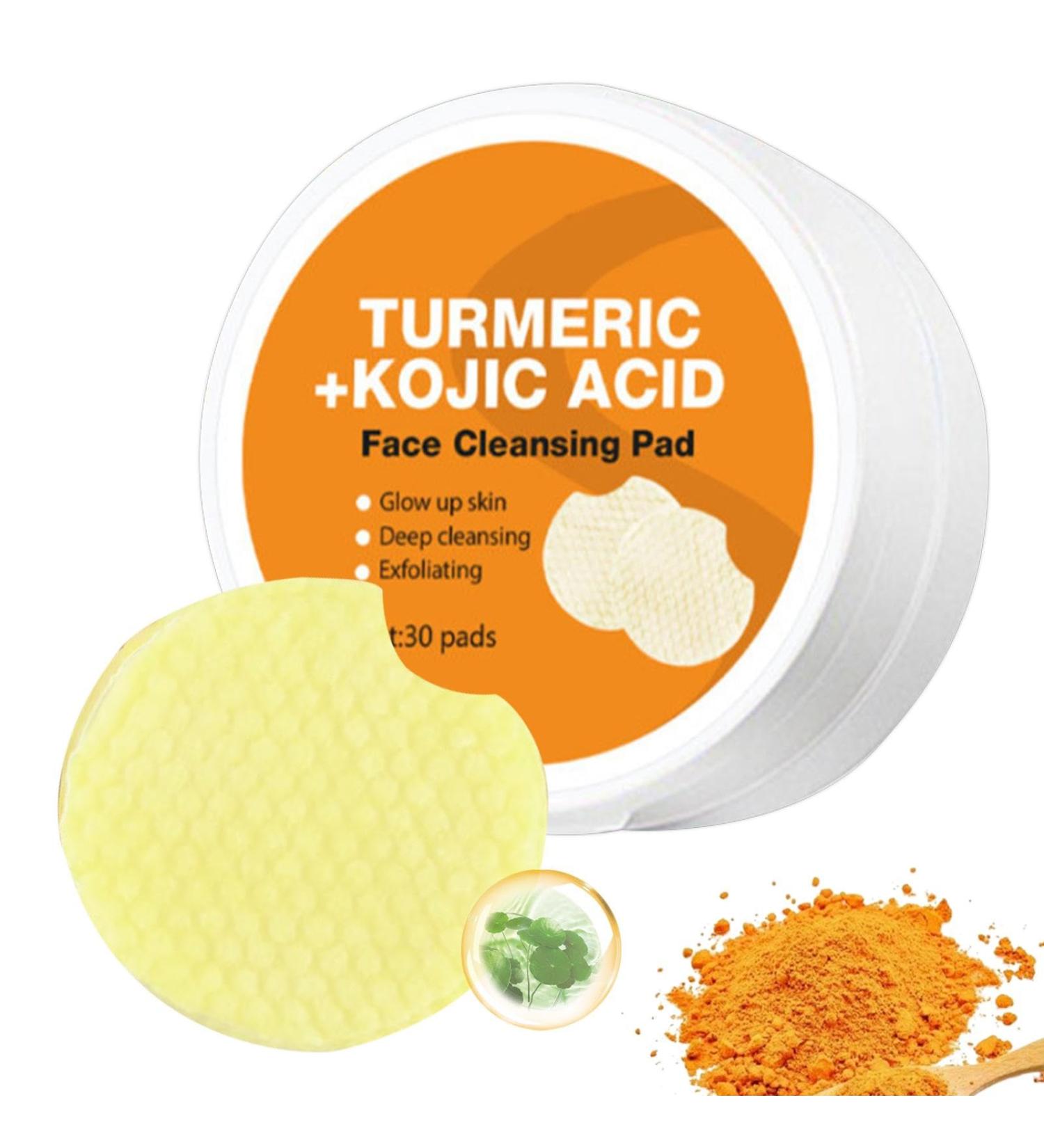 Turmeric Kojic Face Pads Turmeric Kojic Cleansing Pads 30 Pieces Face Wash Pads Turmeric Kojic Face Pads for Pore Cleansing Pads for Dark Spots Dull Skin - Buy Online on GoSupps.com