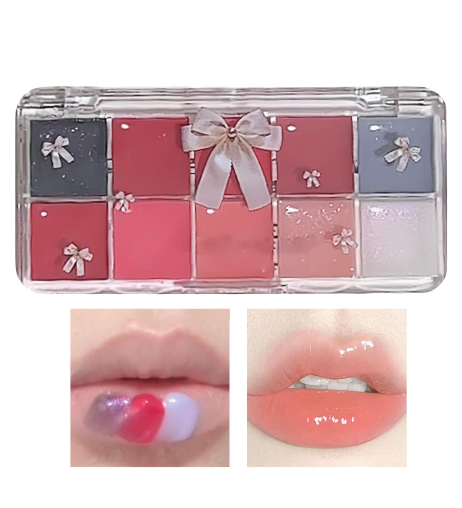 Maquillage Lippalette Ensemble De Palettes L vres | 10 Couleurs Teint es De Gloss L vres - Couleur De L vre Cosm tique Non Adh sive Gel e De Brillant Longs Et Teint e Pour L'anniversair 02 - Buy Online on GoSupps.com
