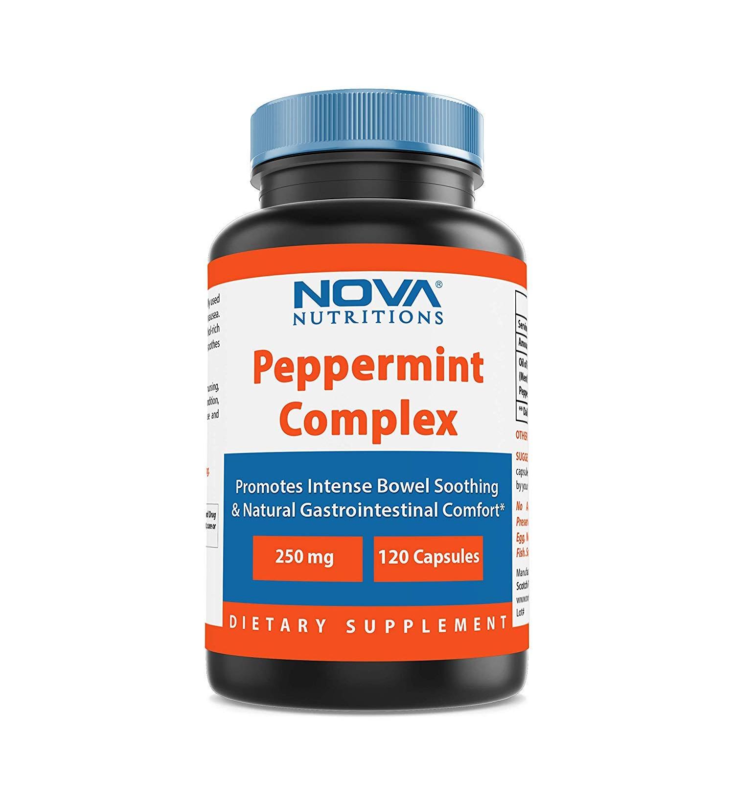 Nova Nutritions Peppermint Complex - 250mg 120 Capsules - Oil of Peppermint & Peppermint Leaf Powder Formula - Buy Online on GoSupps.com