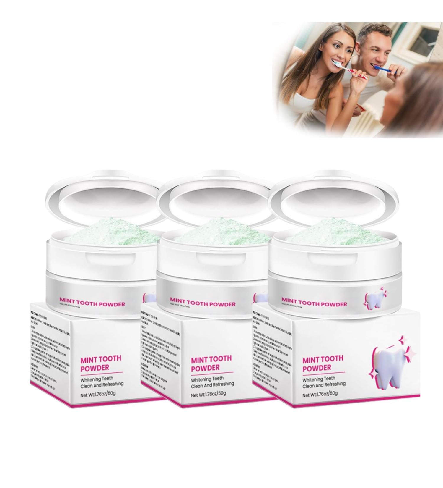 Mint Tooth Powder Crystalclean Smile Powder Crystalclean Tooth Powder Teeth Whitening Powder for Tooth Whitening 7 Days Tooth Cleaning Powder Whitening (3pcs) - Buy Online on GoSupps.com