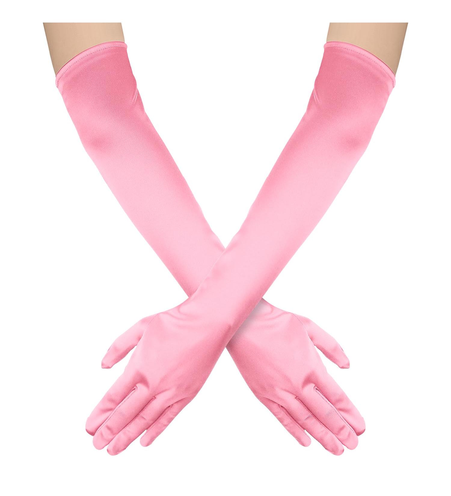 NQEUEPN Women Long Gloves Long Elbow Satin Gloves 21" Stretchy 1920s Opera Gloves Hand Care Moisturizing Gloves for Women Girls Evening Party Dance (Pink) - Buy Online on GoSupps.com
