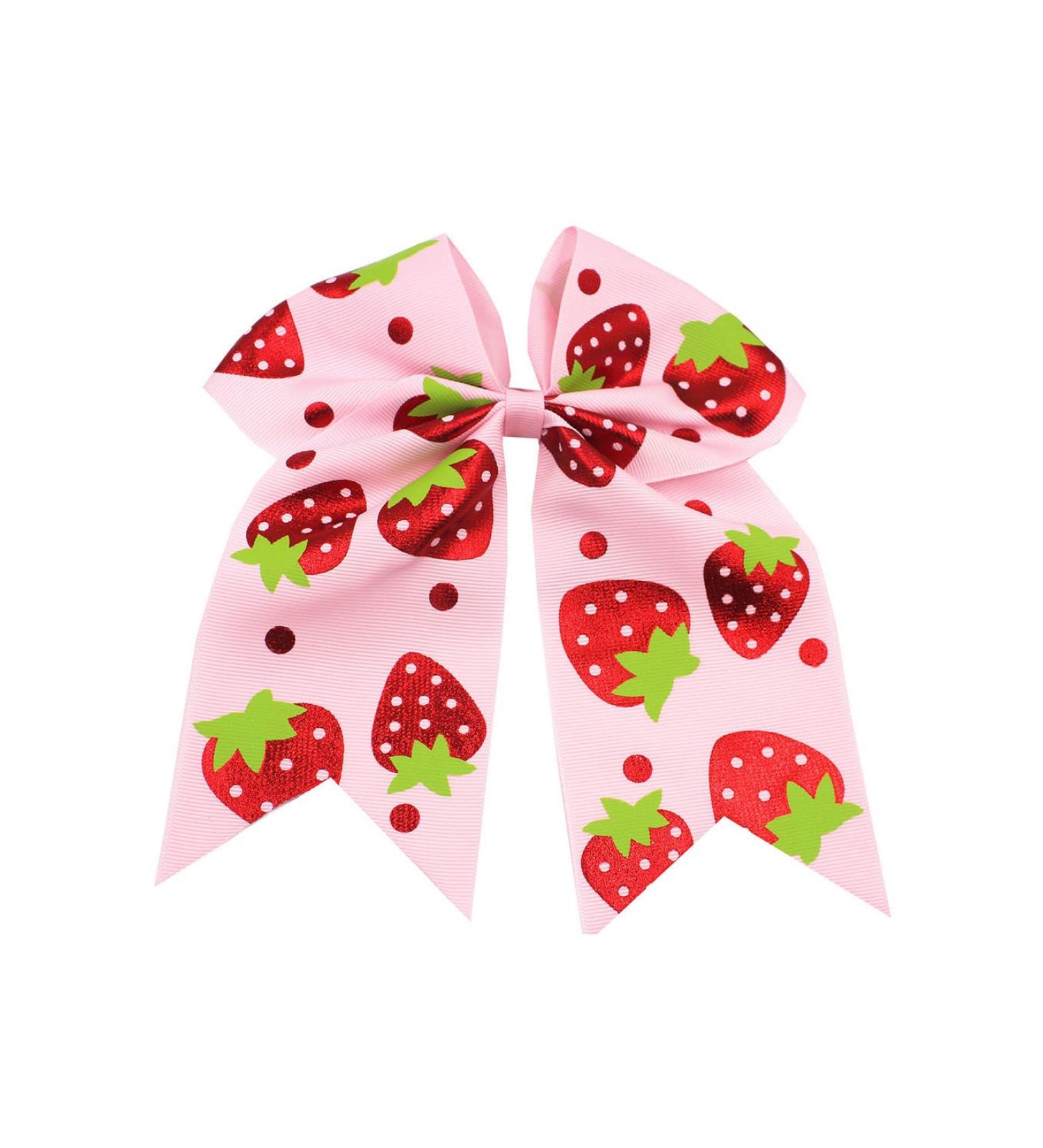Strawberry Hair Bow Clip Pin Girls Fruit Hair Barrettes Strawberry Ribbon Bow BBG24 (Ponytail Holder Bows)