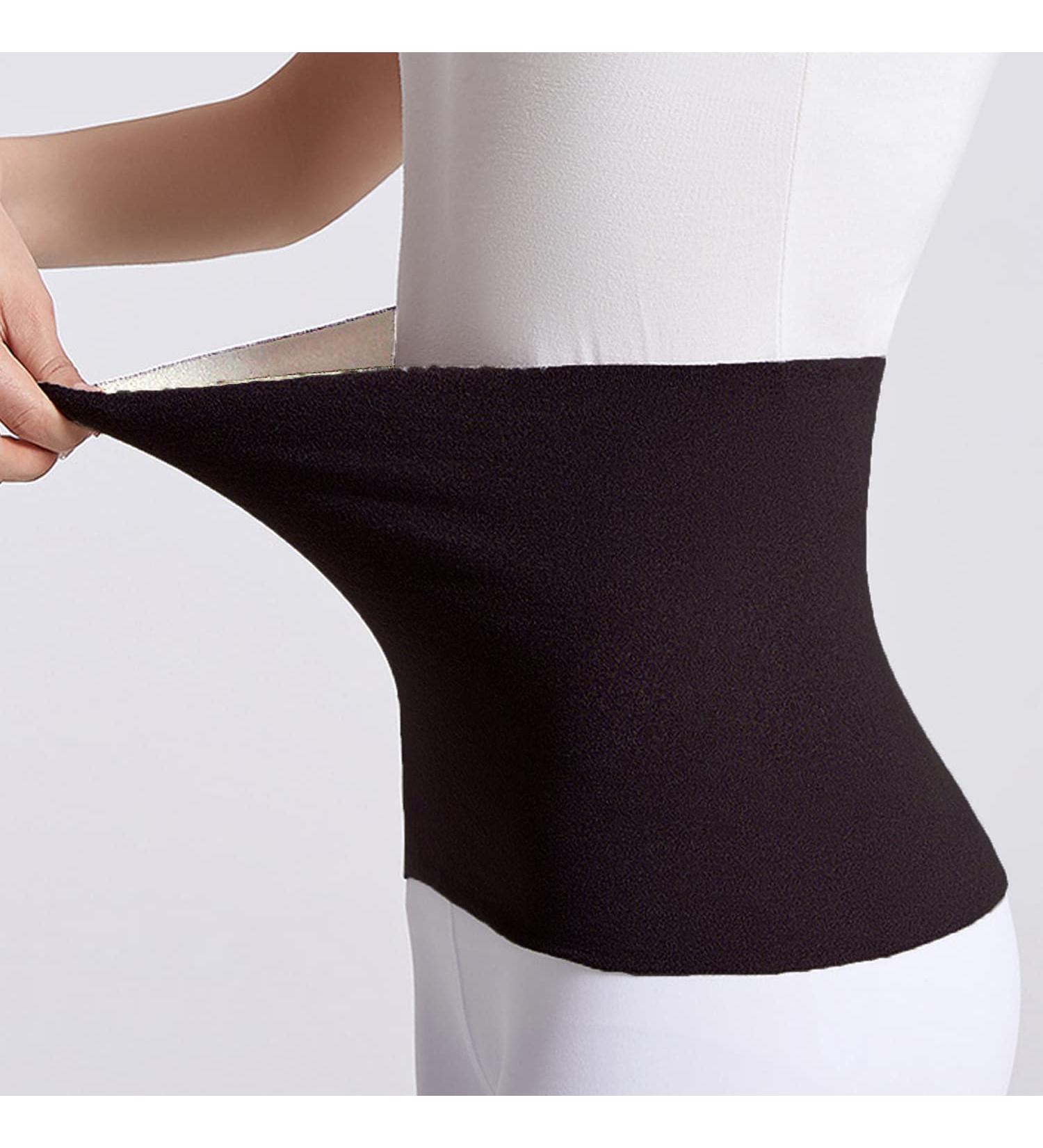 Thermal Waist Warmer Double Sided Warm Stomach Lumbar Lower Back Support Brace Abdominal Binder Kidney Wrap Warm Belt Slim Waist Trimmer Wrap Belt Band Warming Waist Abdominal Pain Relief Recovery Black+Light Brown
