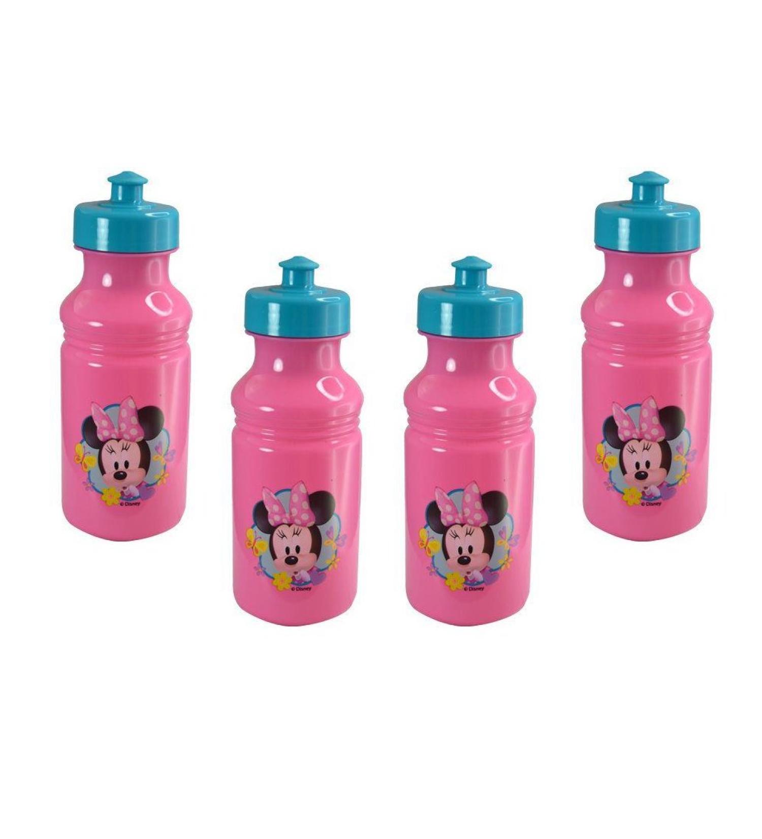 Zak Designs 4-Pack Disney Minnie Mouse Pink Kids 17oz Pull-Top Water Bottles