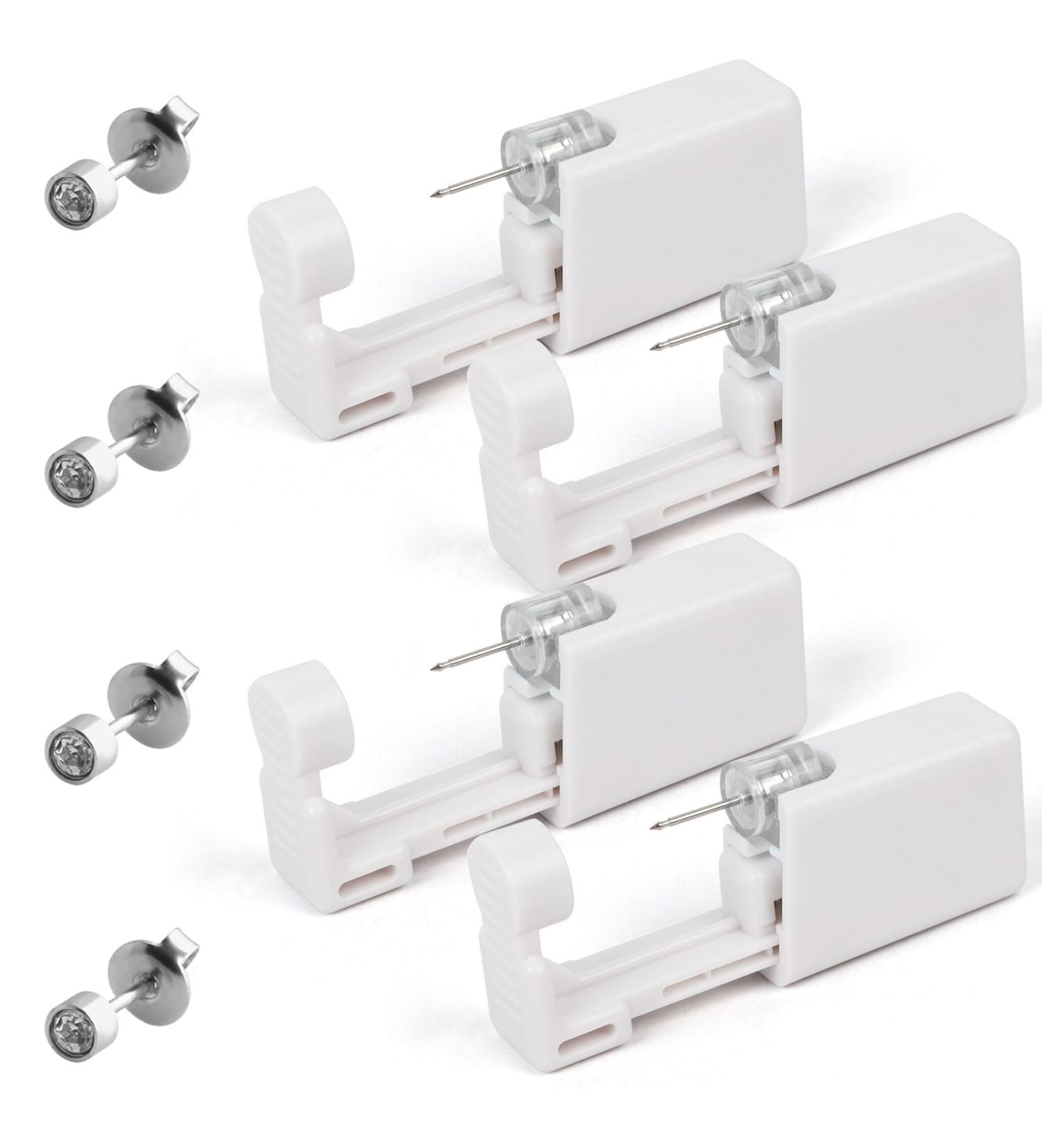 4 Pack Self Ear Piercing Gun Disposable Safety Ear Piercing Kit Painless with Earring Studs Earrings Set For Ear Nose Lip Piercing (4 Pack - Silver B) - Buy Online on GoSupps.com