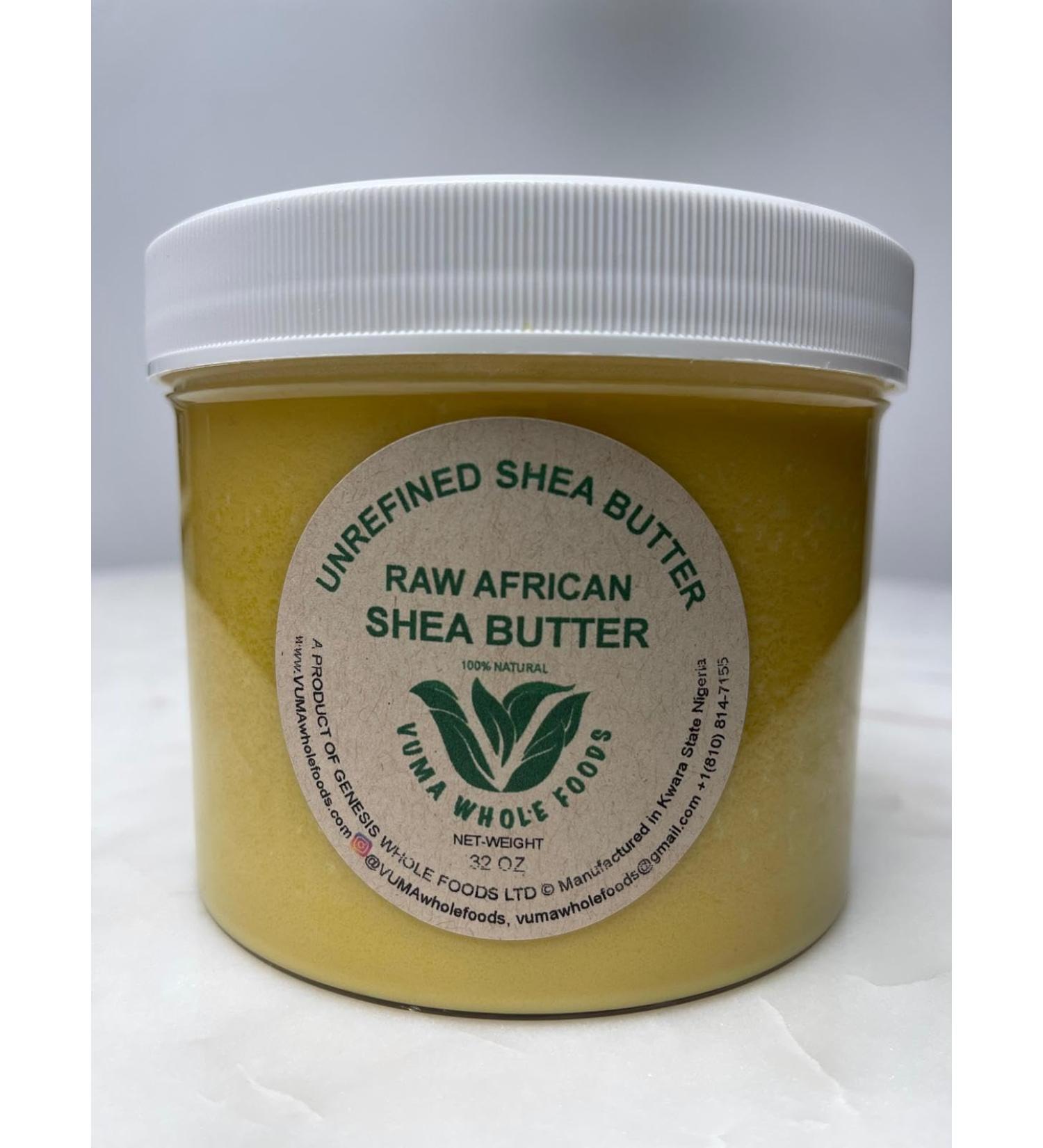 VUMA Pure African Shea Butter - 100% Natural & Unrefined - Moisturizing & Nourishing - Ideal for Skin Hair and Body Care - 32 oz Jar - Raw - Hydrating - Organic - Ethically Sourced