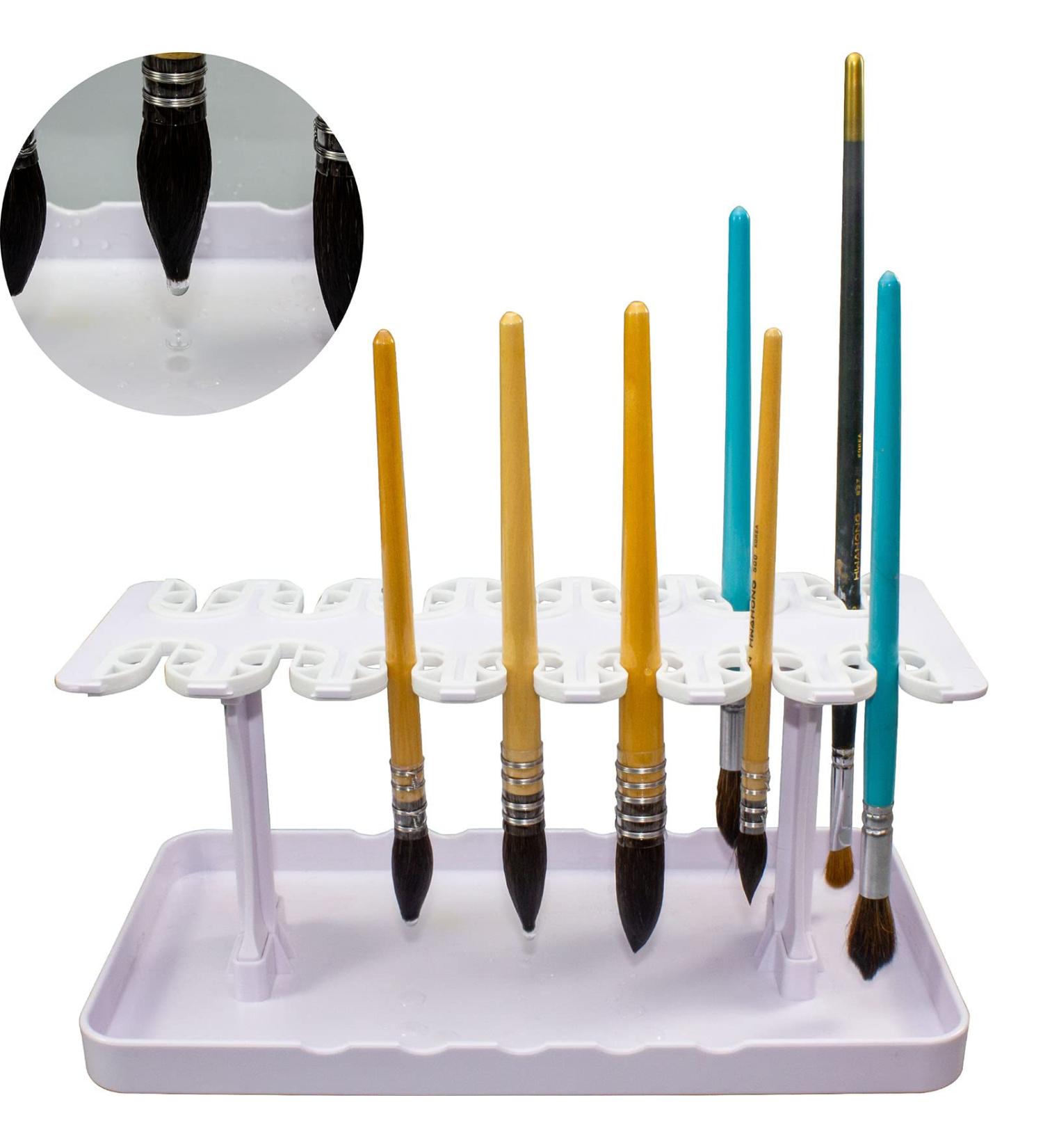 CUGEBANNA Plastic Artist Paint Brush Drying Rack - Holds 14 Brushes Upright | Paint Brush Holder - Buy Online on GoSupps.com