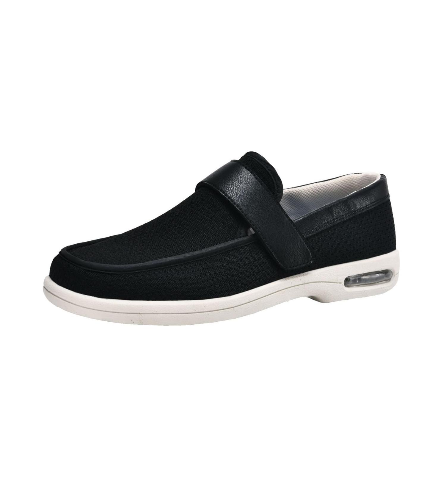 Men's Adjustable Diabetic Shoes - Air Cushion Arch Support Sneakers for Swollen Feet & Arthritis - Lightweight Walking Comfort for Elderly (Black - Buy Online on GoSupps.com