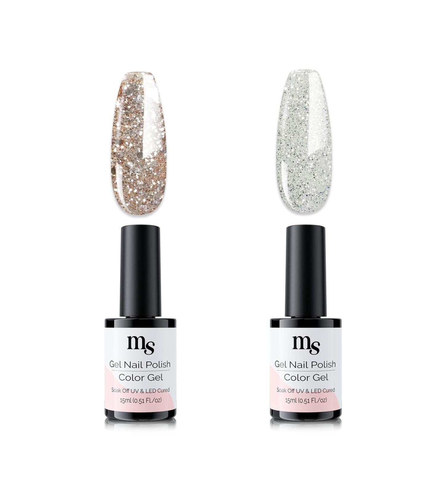 Gold & Silver Glitter Gel Nail Polish Set - UV Soak Off, Salon Quality DIY Manicure Kit - Buy Online on GoSupps.com