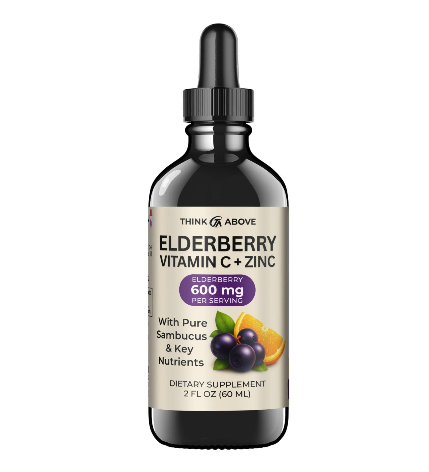 Elderberry Liquid Drops with Vitamin C & Zinc Immune Support Supplement Natural & Fast Absorption 2 fl oz 1 - Buy Online on GoSupps.com