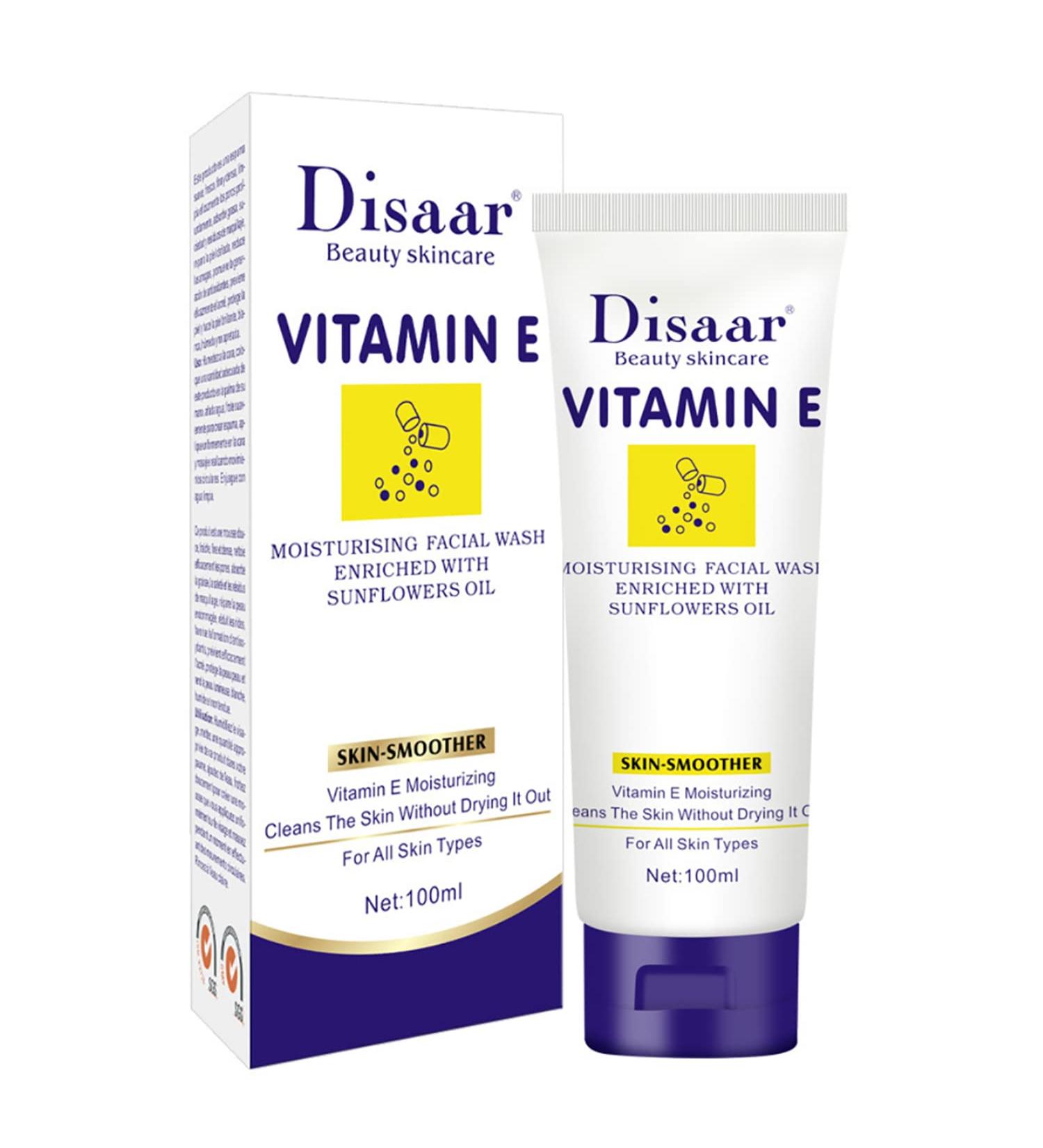 DISAAR Beauty Vitamin E Moisturizing Facial Wash Sunflowers Oil Cleans Pores Skin Smooth 100ml/3.38fi.oz - Buy Online on GoSupps.com