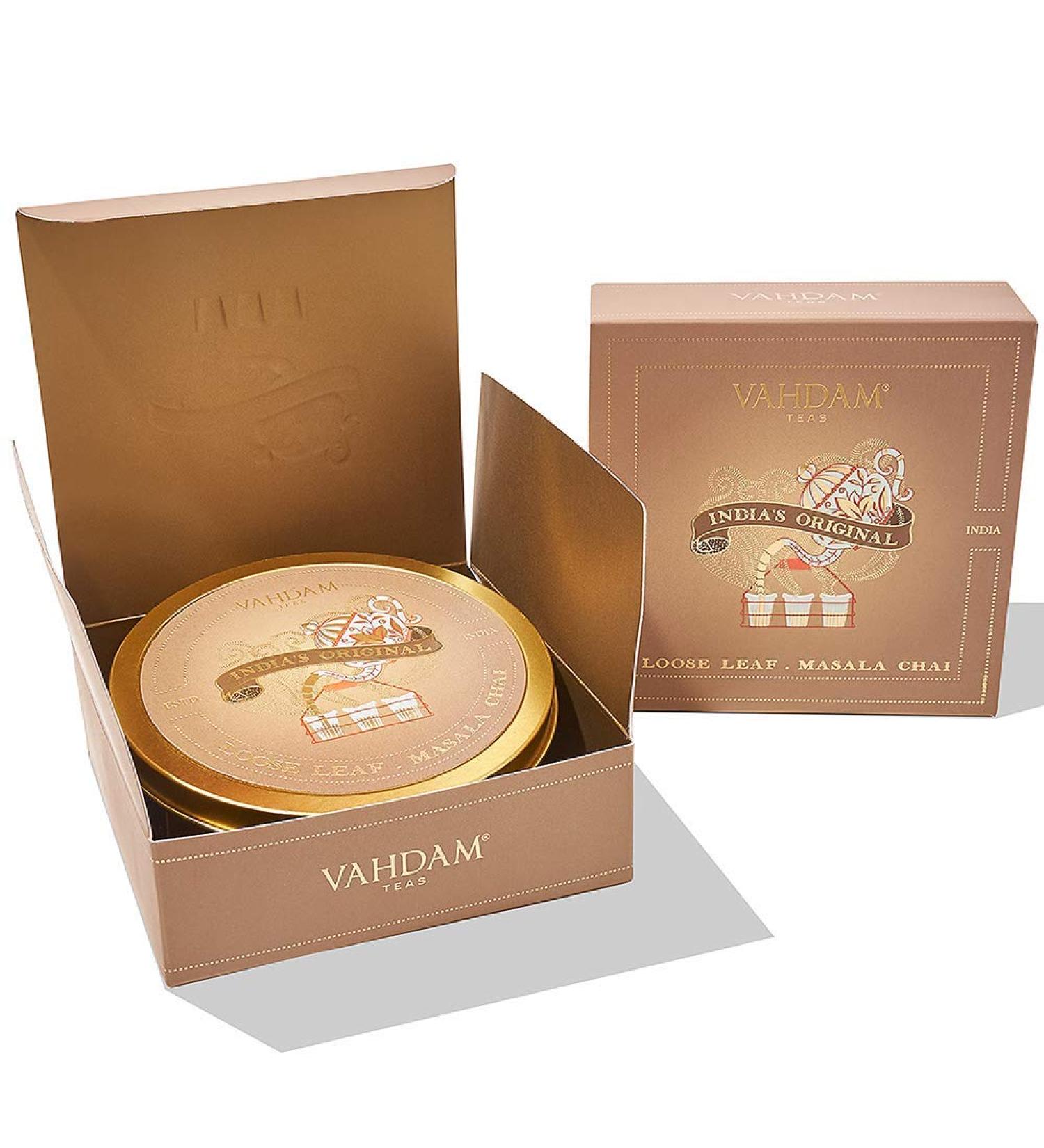 Vahdam Teas Loose Leaf Masala Chai India's Original Gift Set 1 Tin Caddy