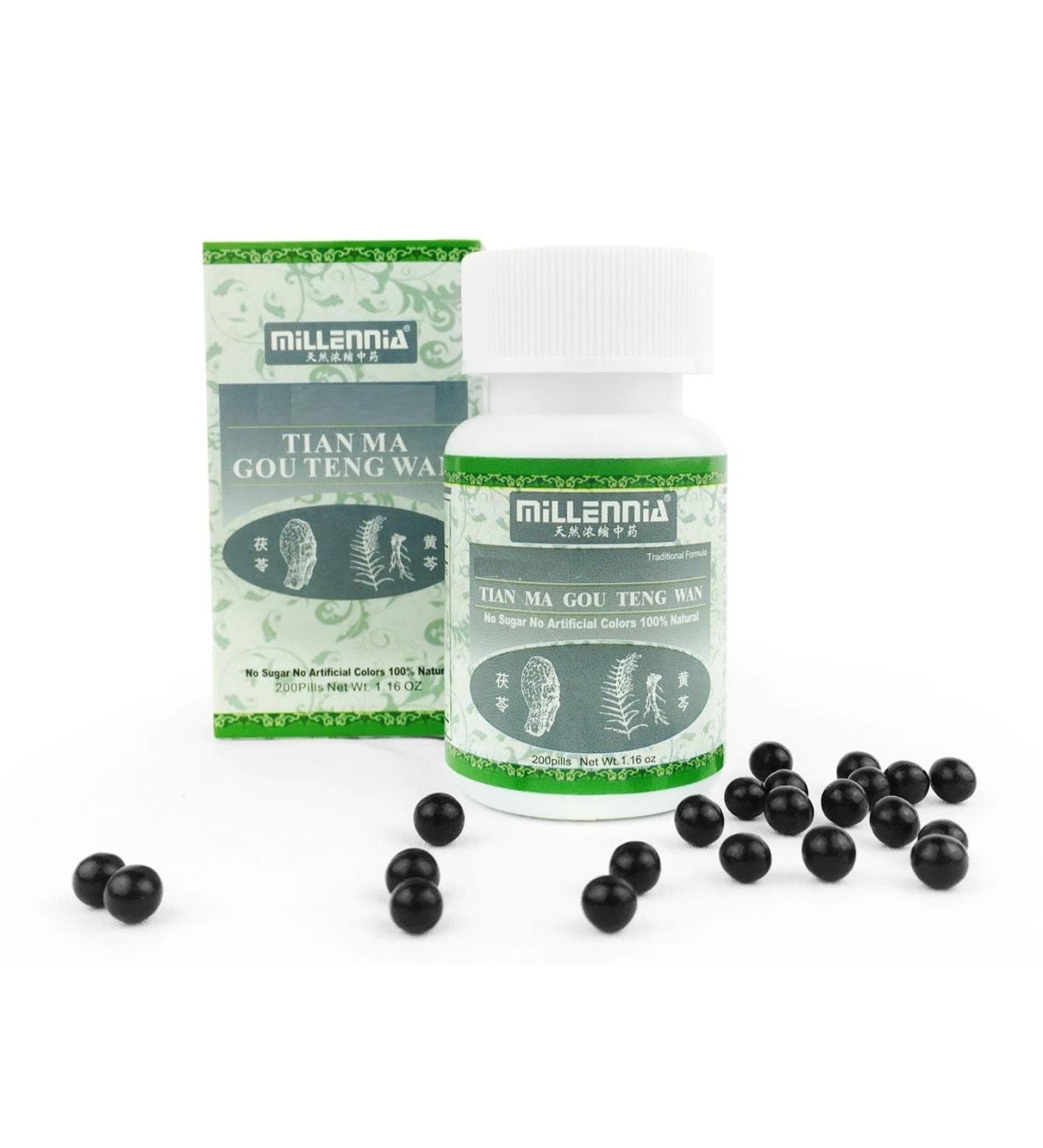 MILLENNIA Tian Ma Gou Teng Wan - 12 Bottle Pack (200 Pills/Bottle)