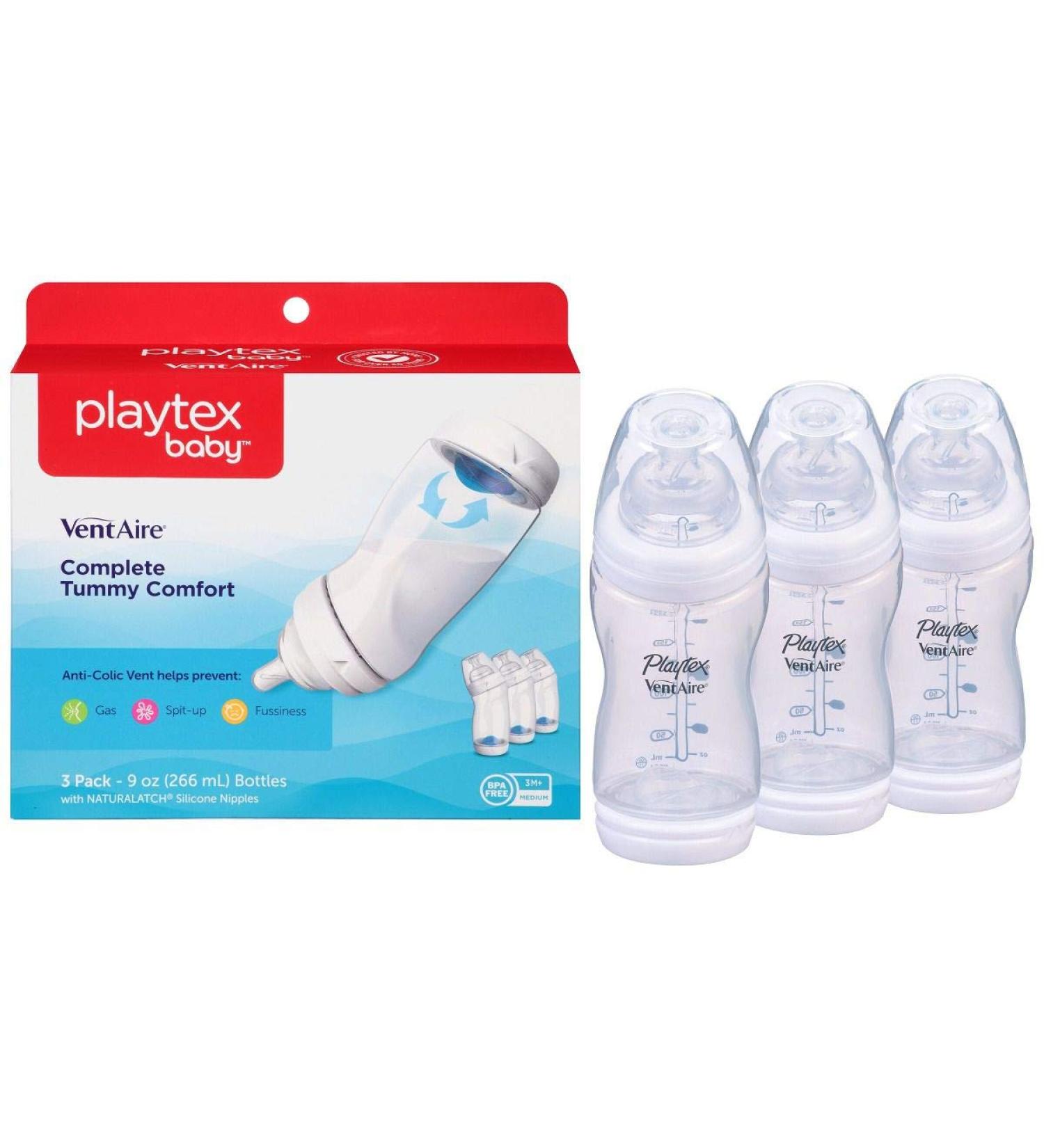 Playtex VentAire 9-Ounce Advanced Wide Bottle (Pack of 3) Blue