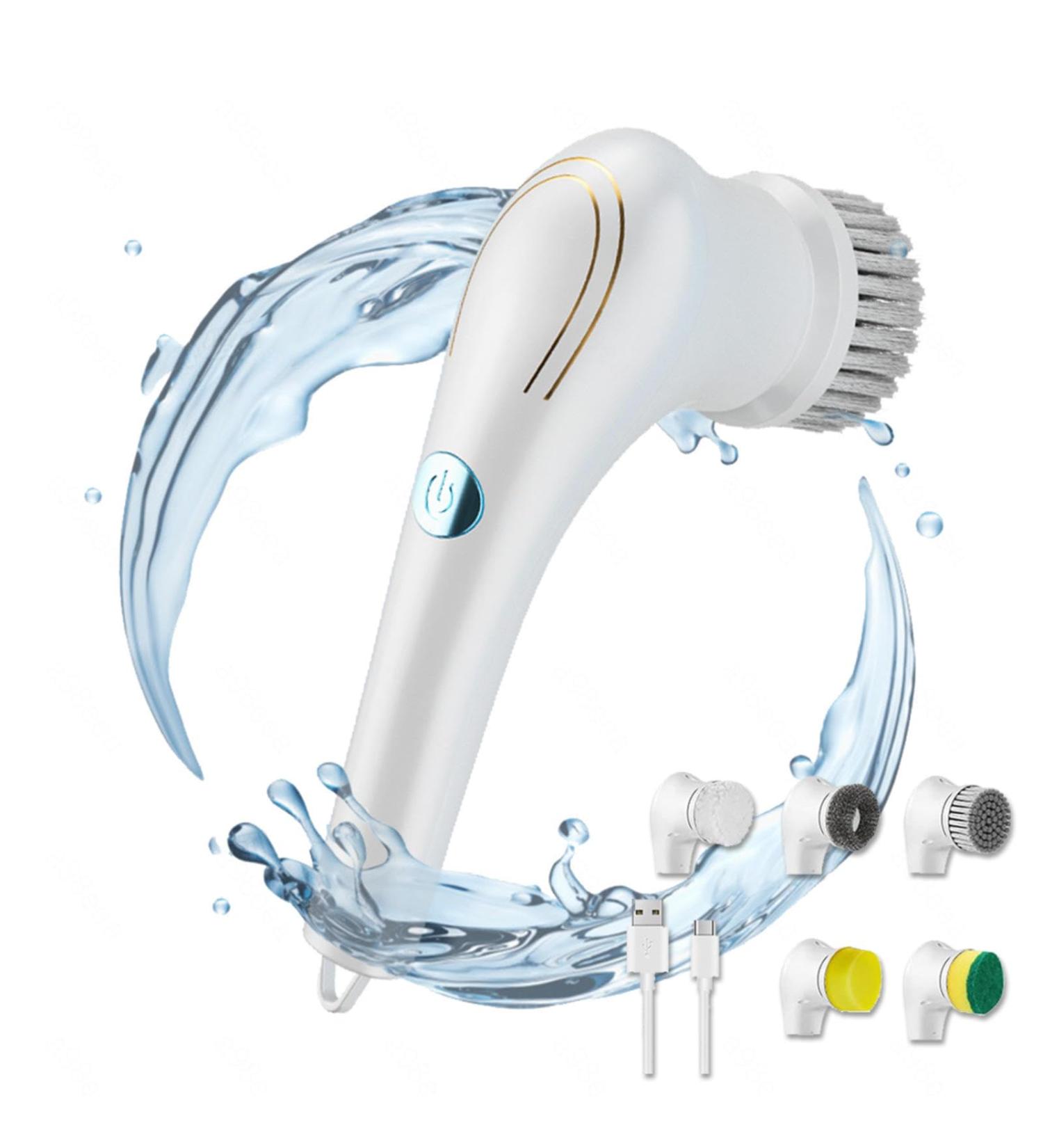 Portable Hand Scrubber with 5 Changing Heads Power Shower Cleaner USB Charging 360 Vibration Cleaning Bathroom Spin Brush for Kitchen/Bathroom/Floor/Car/Glass - Buy Online on GoSupps.com