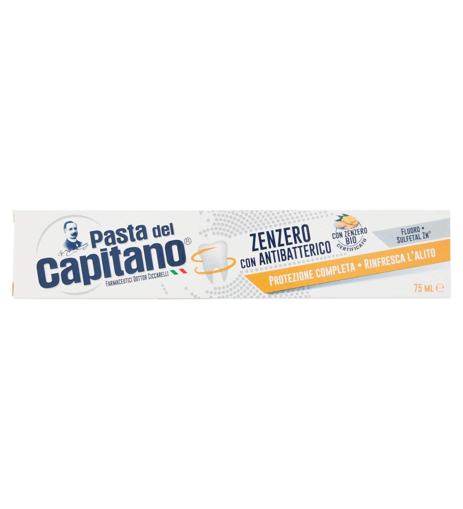 Pasta del Capitano Ginger Antibacterial Toothpaste 75ml - Natural Oral Care for Fresh Breath & Healthy Teeth | International Shipping - Buy Online on GoSupps.com