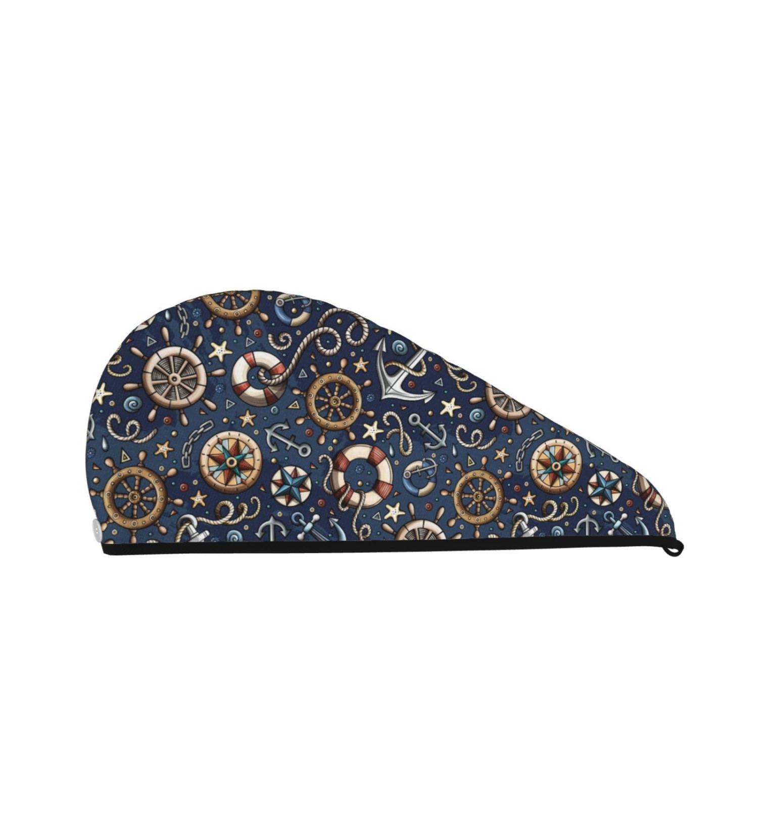 Nautical Microfiber Hair Towel Wrap | Soft Super Absorbent Coral Velvet Cap for Women | Quick Dry for Long Curly & Thick Hair - Buy Online on GoSupps.com