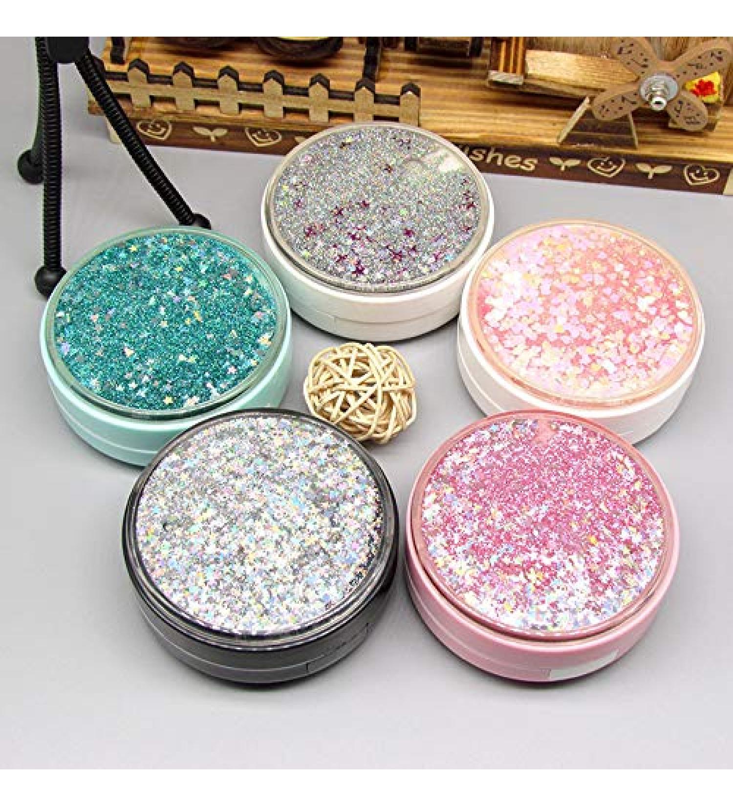 Cute Fashion Contact Lens Case - Portable Glitter Luxury Bling Stars Eye Care Set (Gray) - Travel-Friendly Quicksand Design - Buy Online on GoSupps.com