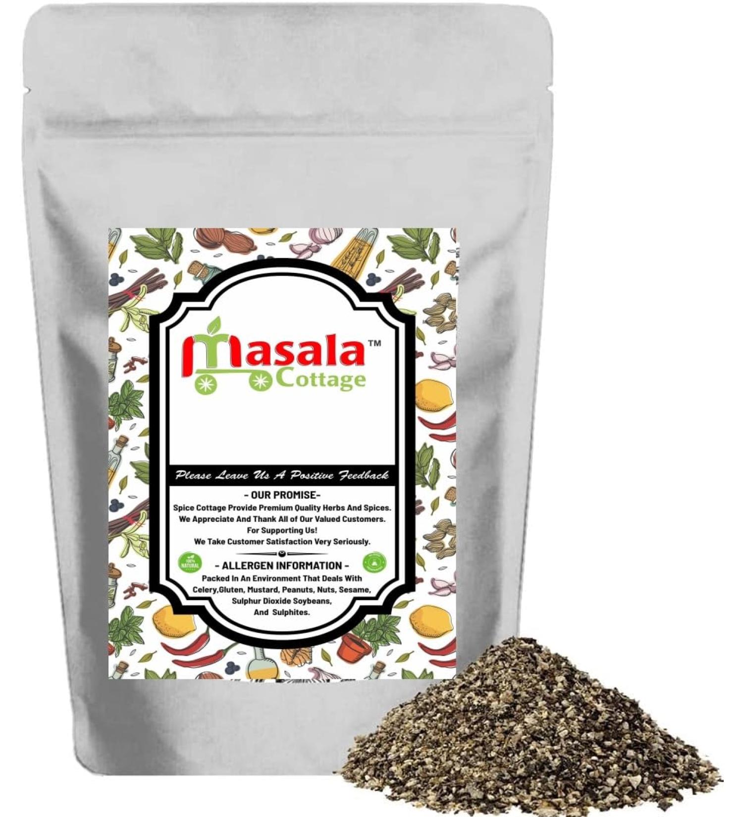 Black Pepper Freshly Coarse | Crushed | Cracked Black Peppercorns (Popular Mesh) Premium Quality by Masala Cottage 25g-1.9kg (450 Grams) 450 Grams