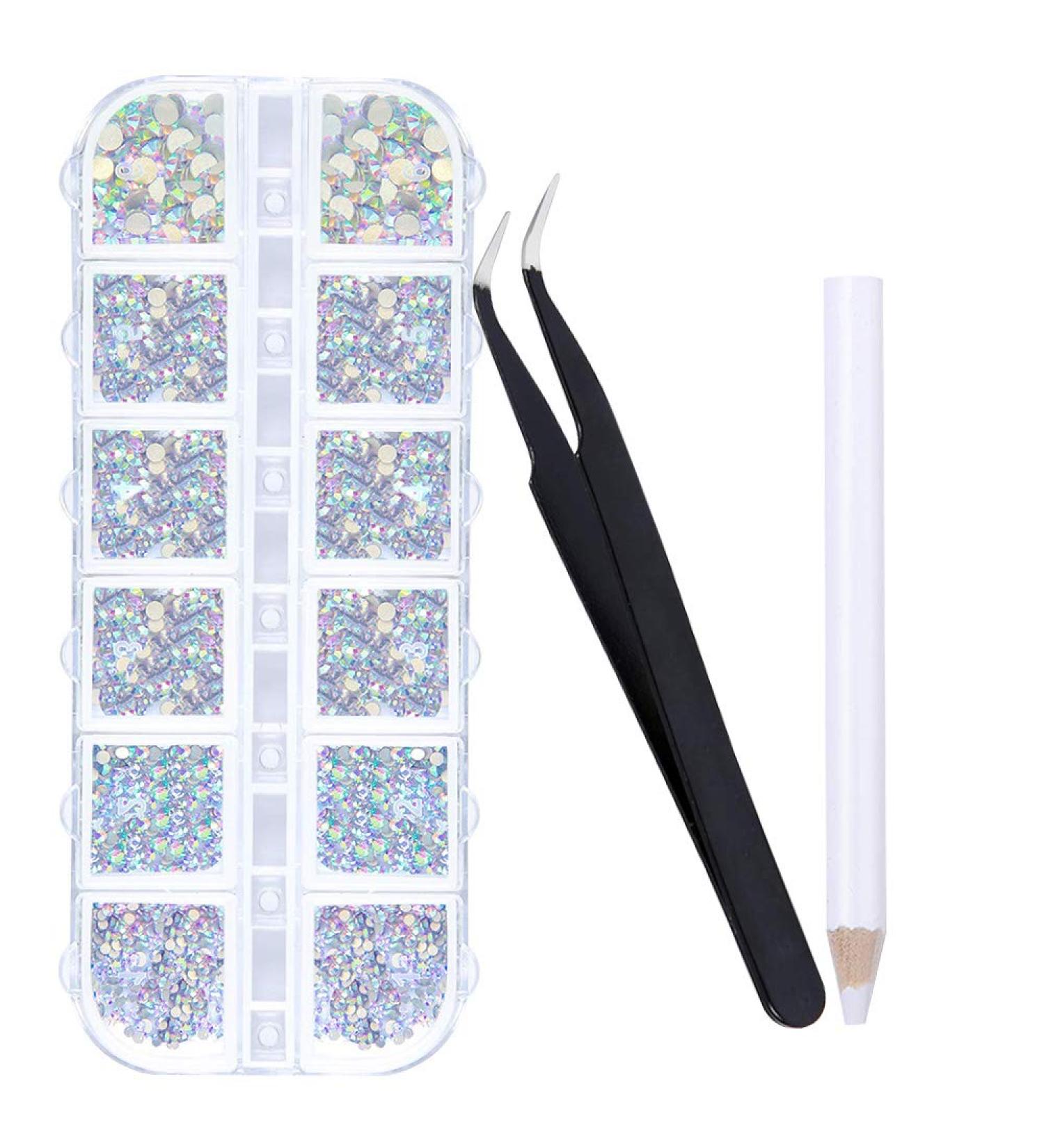 1600 Pieces Self-Adhesive Rhinestones - 6 Sizes for Face Nails & Crafts - Includes Tweezers & Dotting Pen - Buy Online on GoSupps.com
