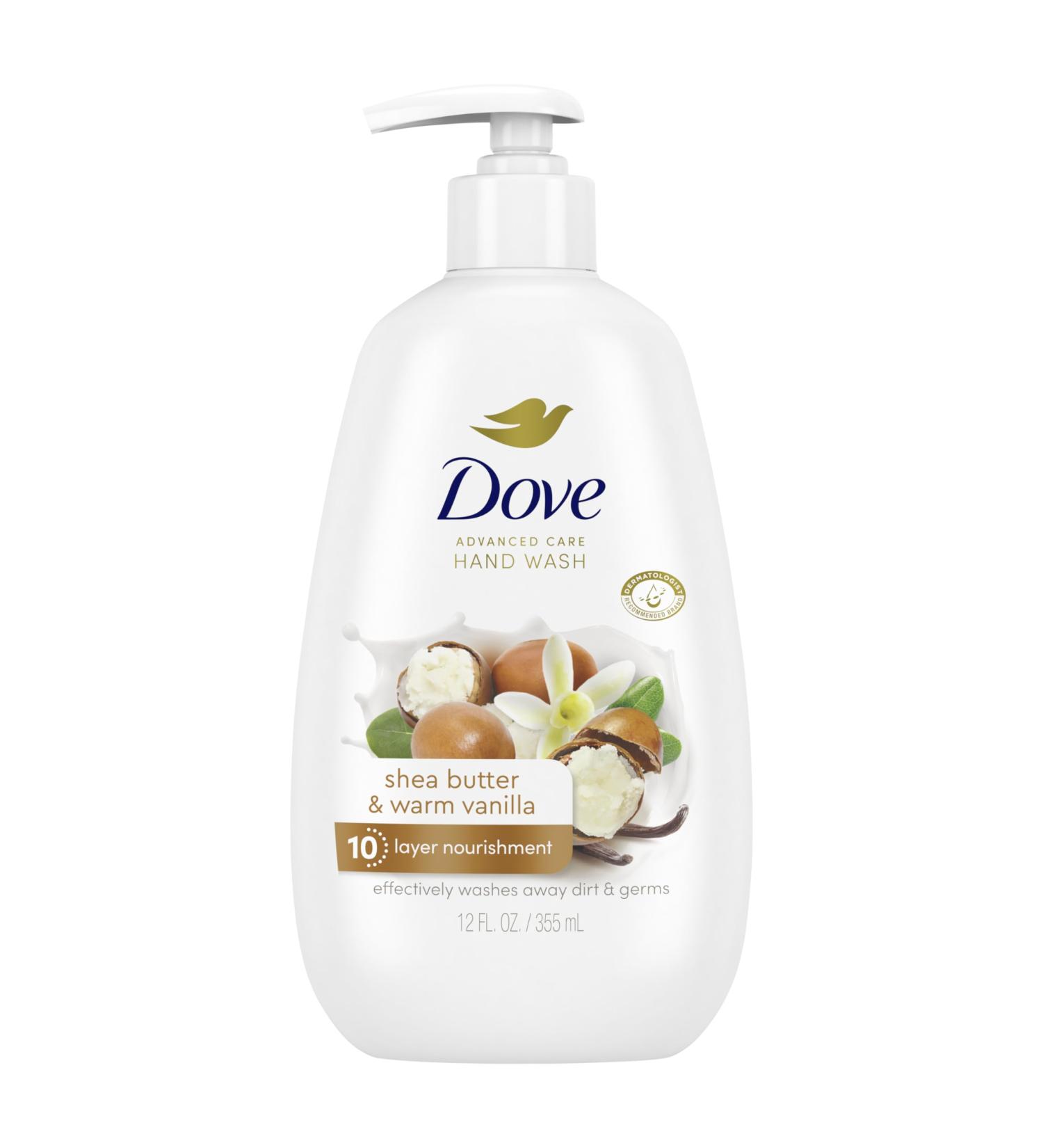 Dove Advanced Care Shea Butter & Warm Vanilla Hand Wash - 12 oz - Soft Smooth Skin with Extra Moisturizers International Shipping Available - Buy Online on GoSupps.com
