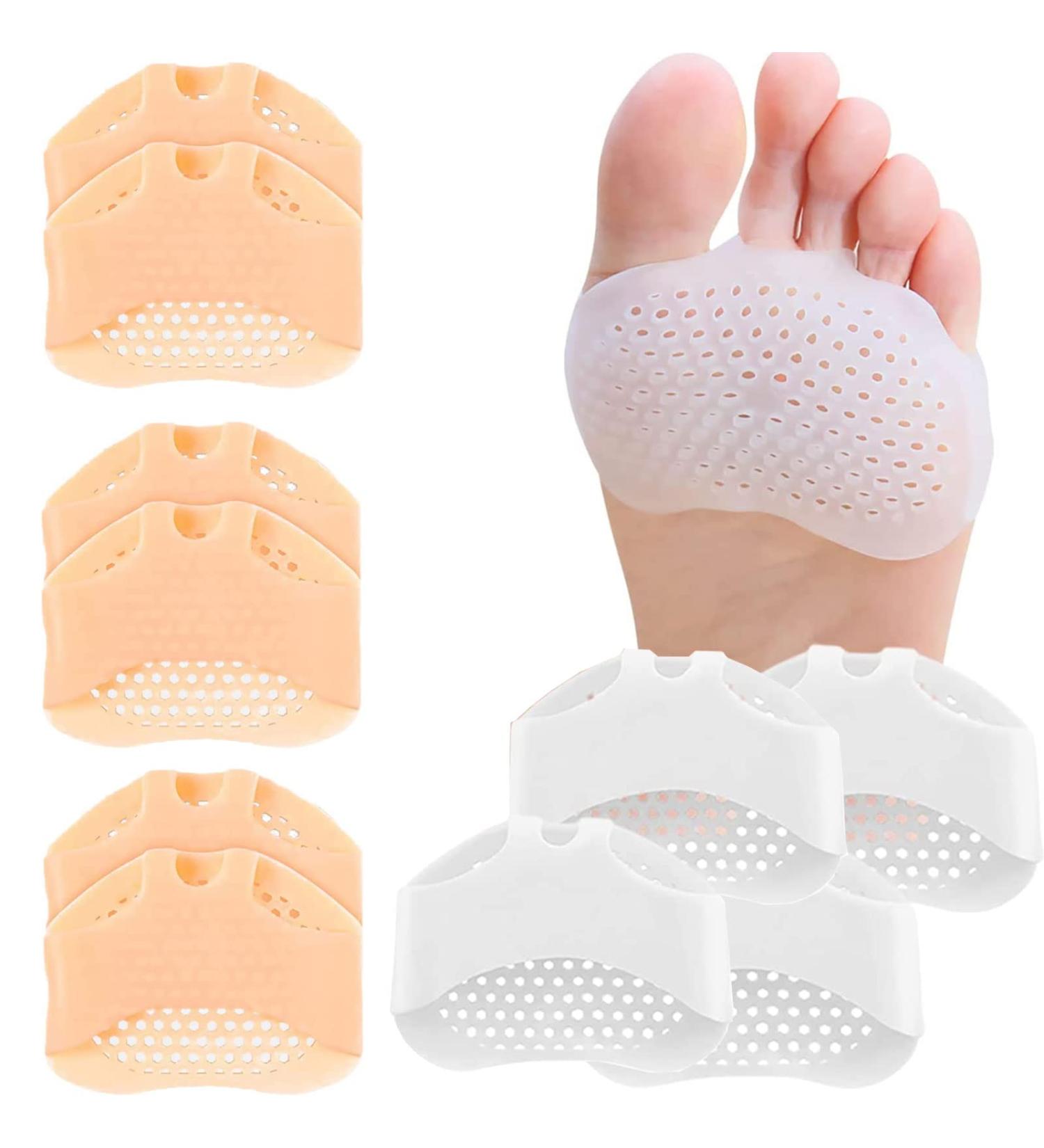 Ball of Foot Cushions - Soft Gel Metatarsal Pads for Pain Relief in Heels & Shoes - 5 Pairs (3 Beige, 2 White) - Women Men - Calluses, Bunions, Corns, Morton Neuromas - Buy Online on GoSupps.com