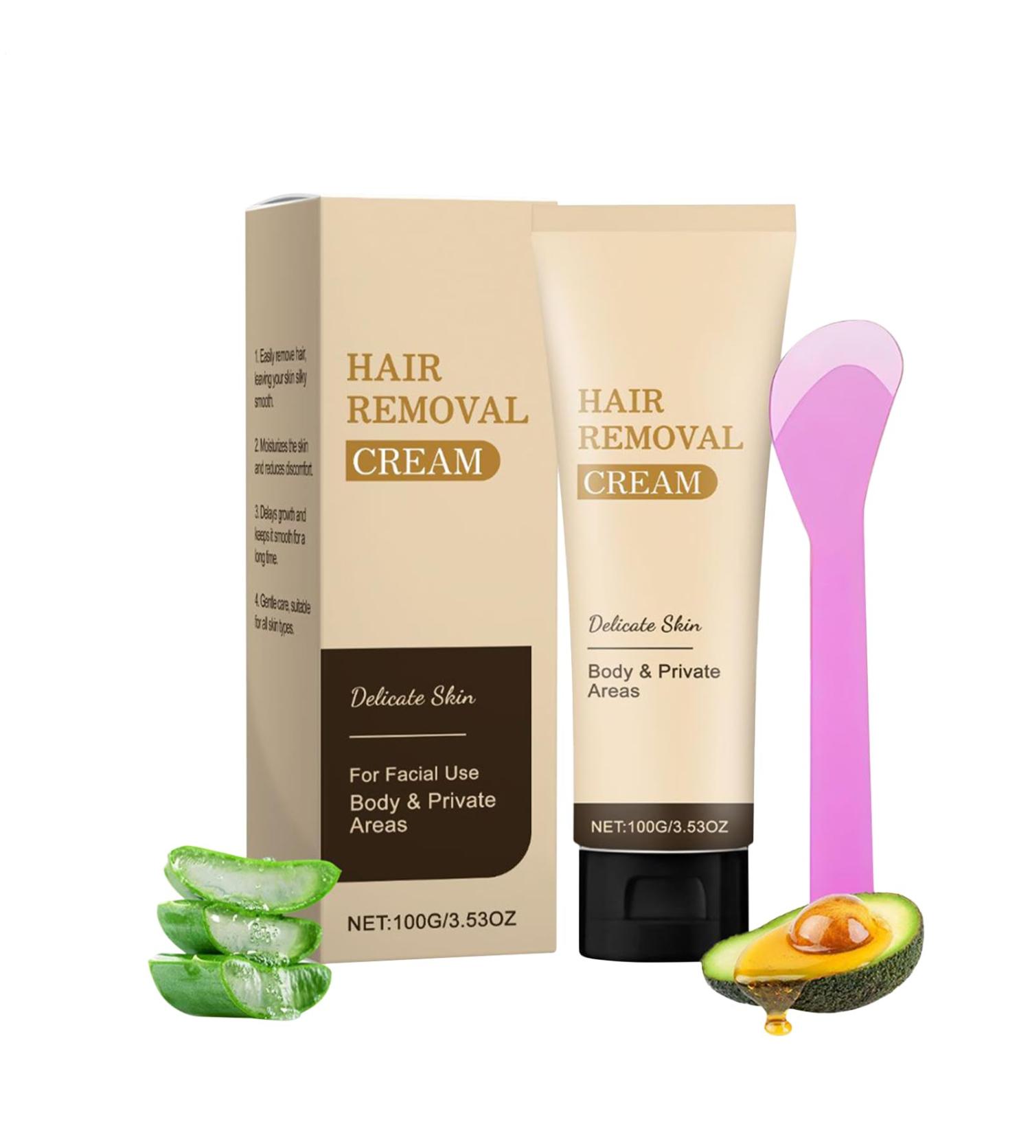 Depilatory cream with scraper soothing skin care for armpits lips face intimate area and arms at home or on the go - Buy Online on GoSupps.com