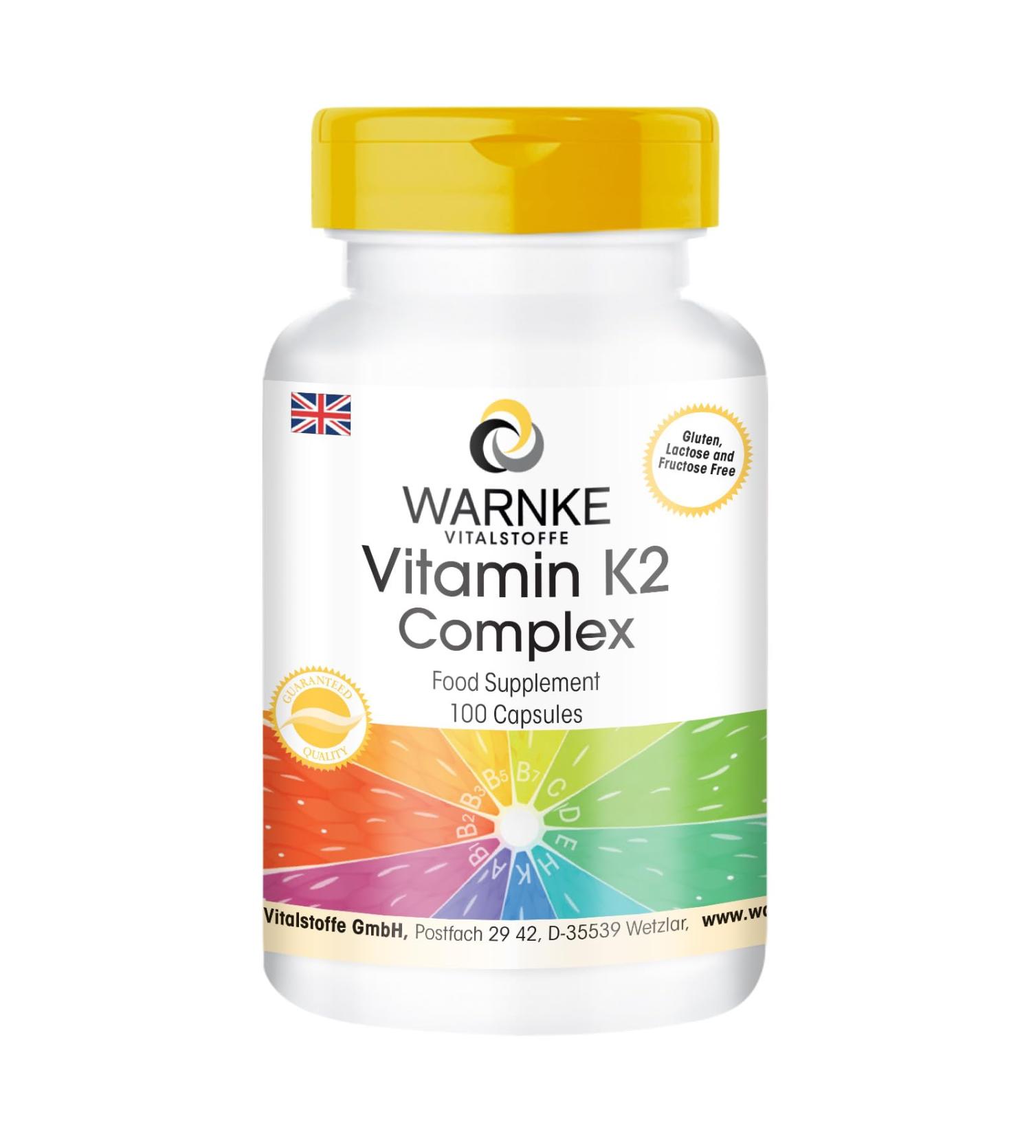 Vegan Vitamin K2 Capsules 1250mcg - MK4 and MK7 - 100 Capsules | Warnke Vitalstoffe - Buy Online on GoSupps.com