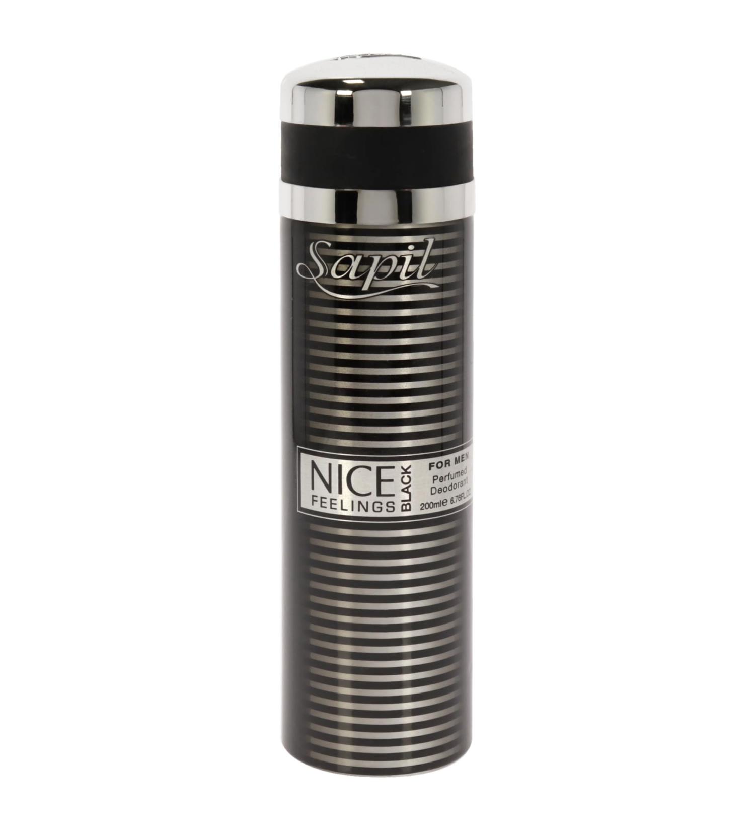 Sapil Nice Feelings Black - Deodorant Spray for Men - Scented Deodorant for Long-Lasting Odor Protection - Spicy Citrus and Woody Deodorant Spray - Keeps You Fresh and Odor Free All Day - 6.76 oz - Buy Online on GoSupps.com