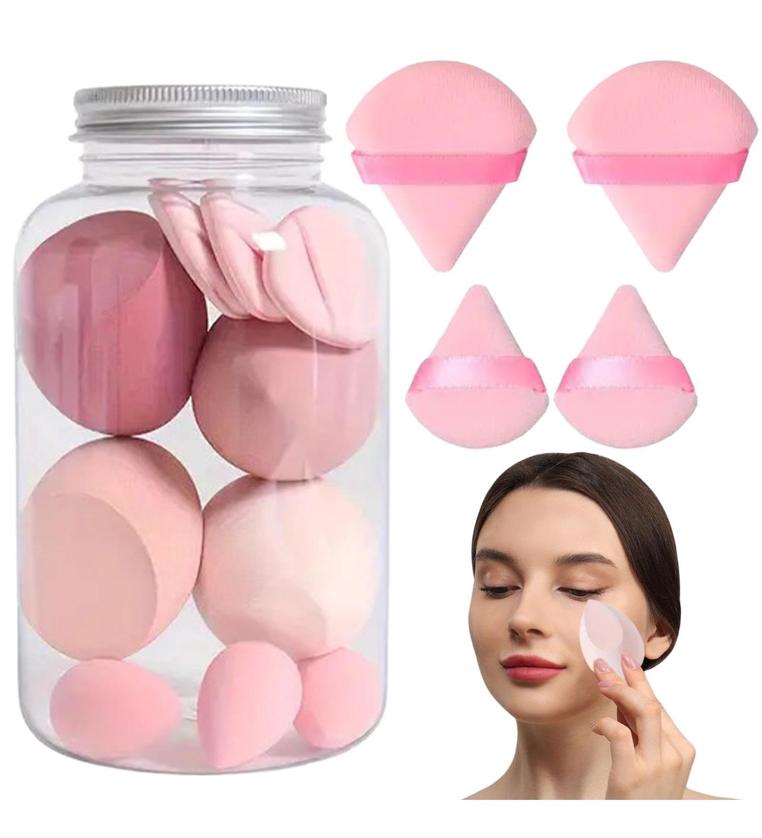 12 Make Up Sponges Blending Makeup Sponge Set - Latex-Free Beauty Sponge Wet & Dry Use Powder Puff Soft And Elastic Powder Puff For Women Girlfriend Mother Wife Pink - Buy Online on GoSupps.com
