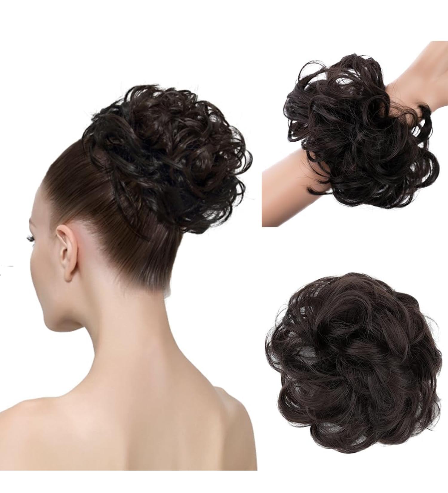 CAISHA Messy Scrunchie Bun Voluminous Wavy Hairpiece | Heat-Resistant Synthetic Fibres Brown #8B G5A - Buy Online on GoSupps.com