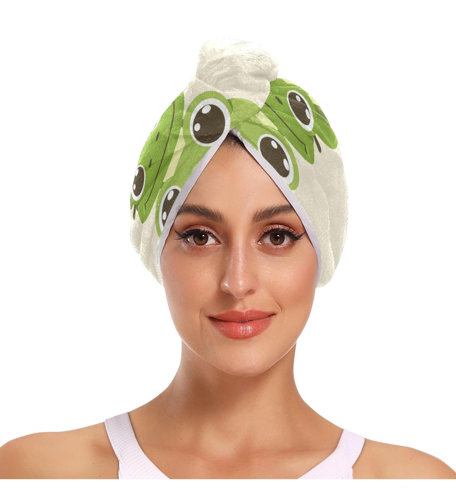 Three Green Frogs Hair Towel 2 Pack - Super Absorbent Quick Dry Hair Turbans for Women & Girls | Ultimate Hair Drying Solution - Buy Online on GoSupps.com