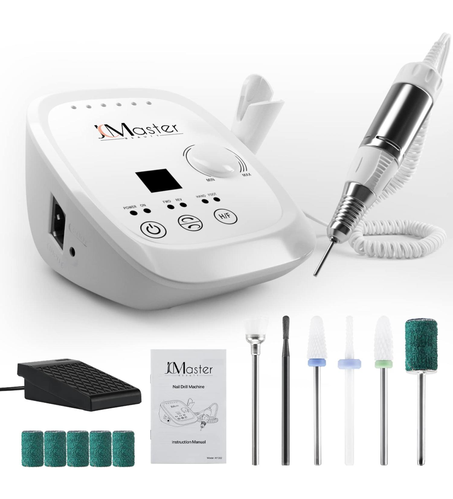 JCMaster Profi Nail Miller - 35 000 RPM Electric Nail File with Foot Pedal & 6 Bits for Gel/Acrylic Nails - Perfect for Home Nail Studios - Buy Online on GoSupps.com