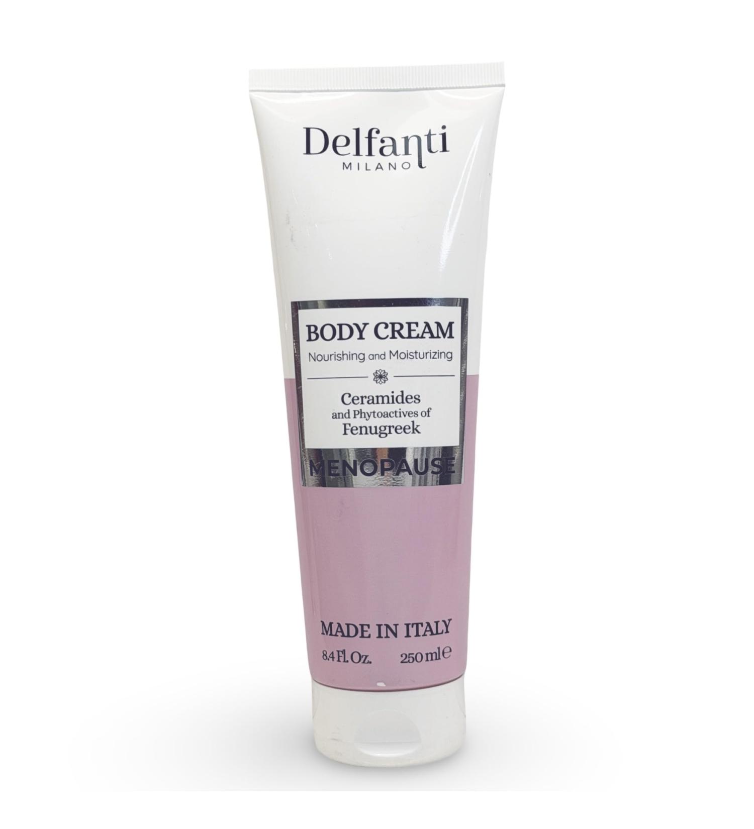 Delfanti-Milano MENOPAUSE Body Cream Nourishing and Moisturizing Ceramides and Phytoactives of Fenugreek Made in Italy 8.4 oz