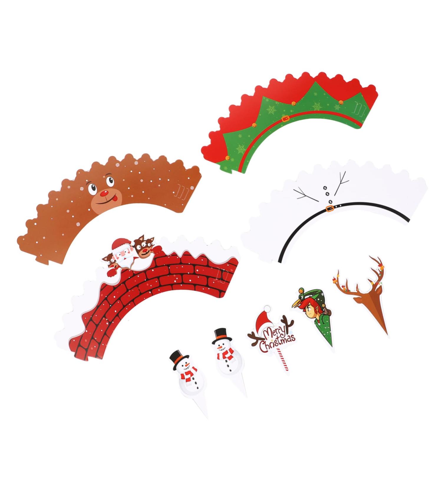 Christmas Decorations 1 Set Cupcake Christmas cake topper fruit cake christmas decor fruit decor holiday cake pick filigree cupcake wrapper snowman cupcake topper Xmas Ca - Buy Online on GoSupps.com