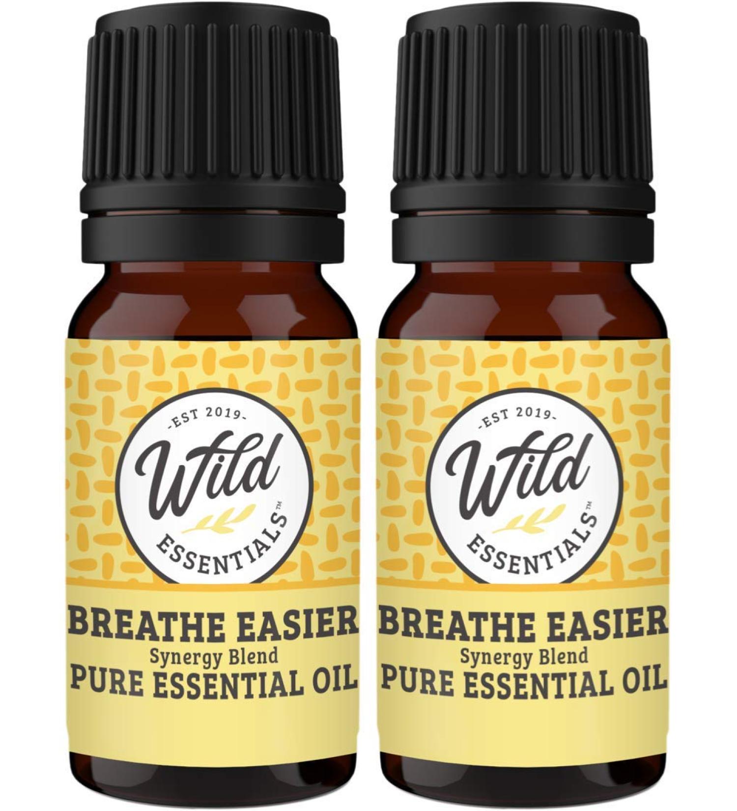 Wild Essentials Breathe Easier Essential Oil Synergy Blend 2 Pack - 10ml | Clear Congestion & Sinus Allergies | Made in USA | 0.34 Fl Oz (Pack of 2) - Buy Online on GoSupps.com