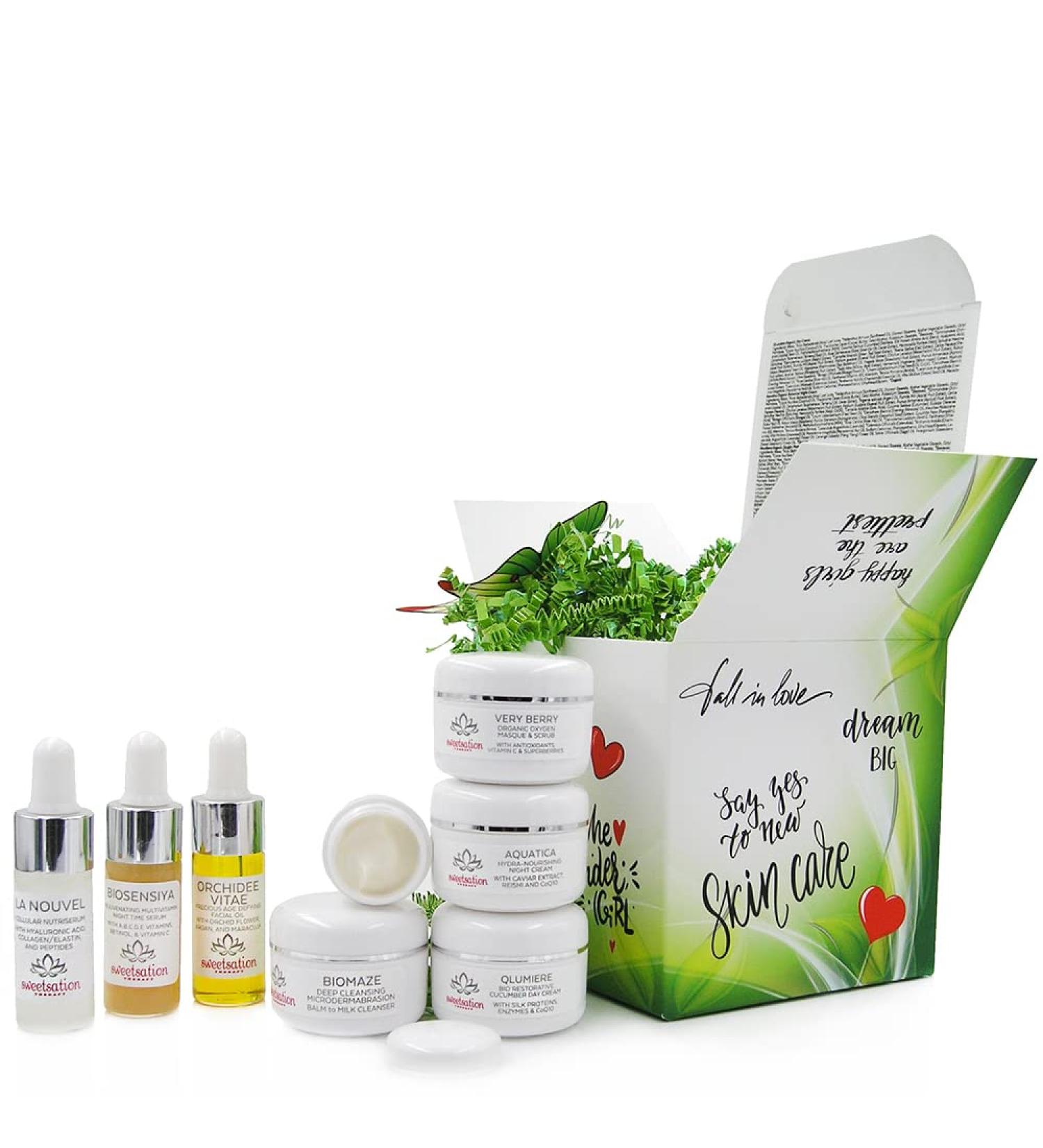 Shop Sweetsation Therapy YUNASENCE Box of Beauty Secrets - Travel Collection with Hyaluronic Acid Serum Anti-Aging Moisturizer & More for Radiant Skin - Buy Online on GoSupps.com