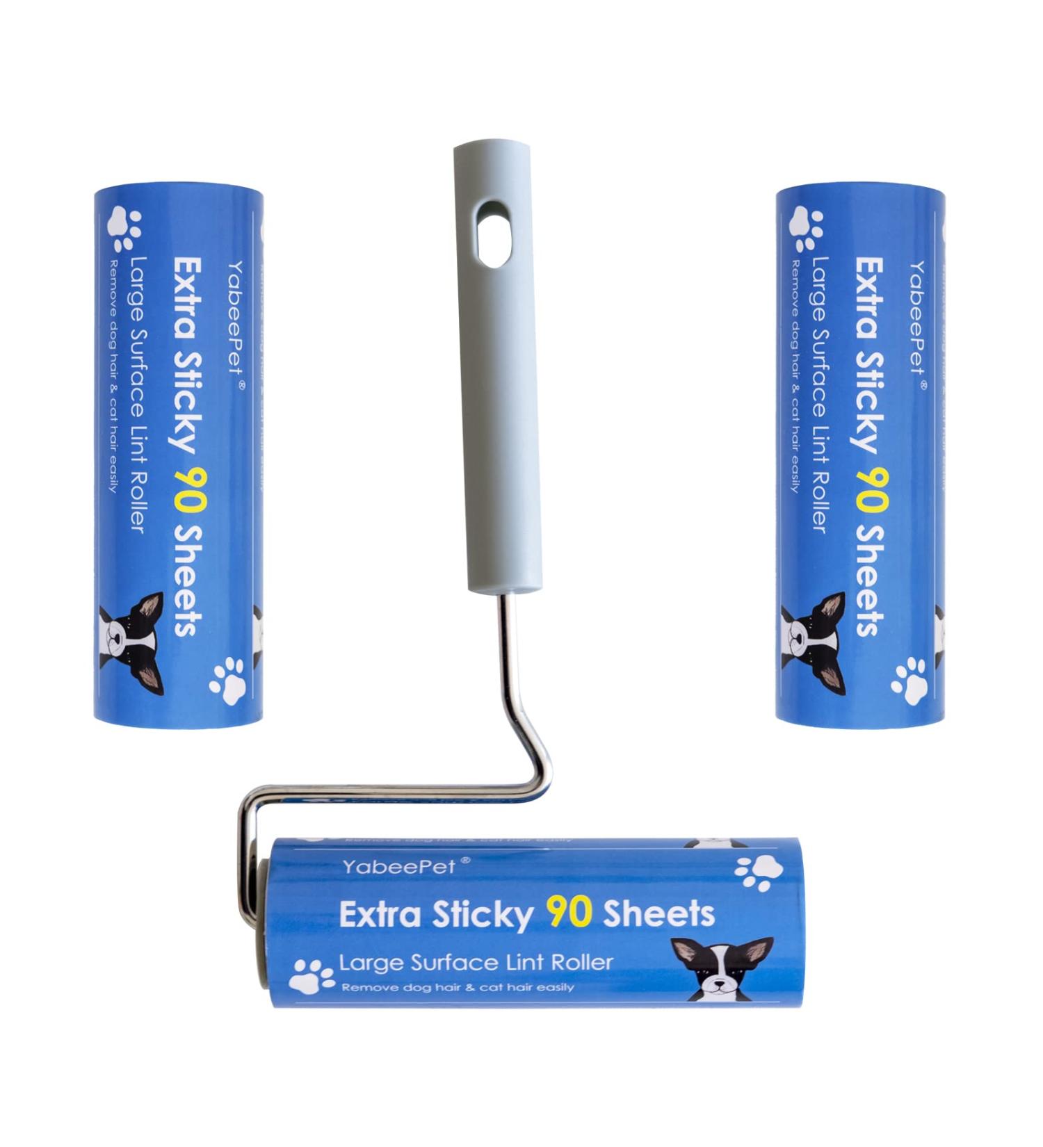 Extremely Sticky Lint Roller for Animal Hair Removal - 90 Sheets 16 cm Wide 1 Roll + 2 Refill Packs - Ideal for Pet Owners - Buy Online on GoSupps.com