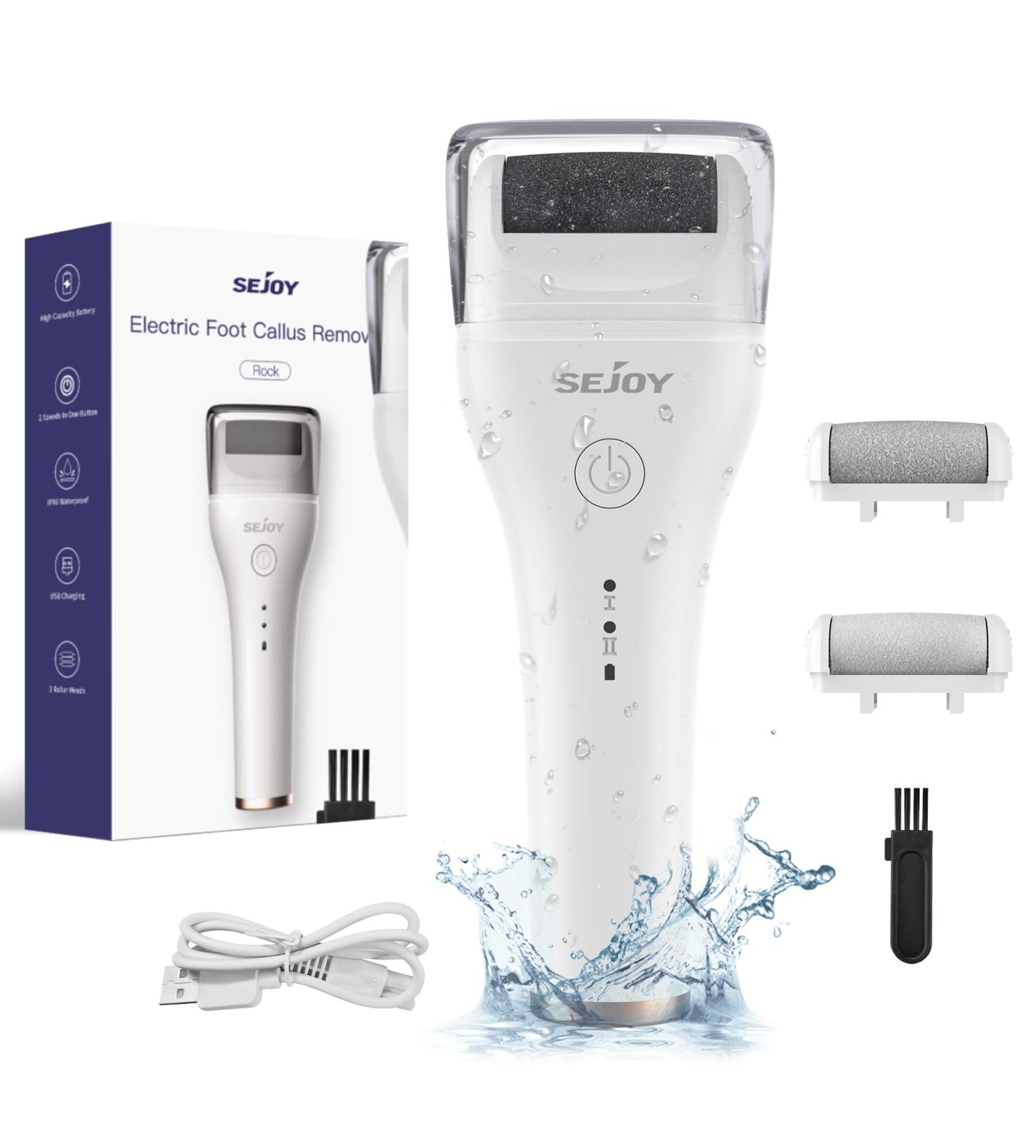 Sejoy Electric Feet Callus Removers Rechargeable 3 Grinding Heads Portable Waterproof Electronic Foot File Pedicure Tools Professional Pedi Feet Care for Dead Hard Cracked Dry Skin - Buy Online on GoSupps.com