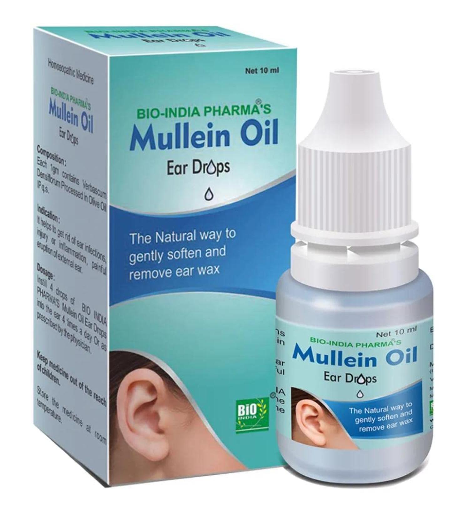 Bio India Mullein Oil (10ml) for Earaches, Wax Deposits & Itching | Ujala Eye Drops Included - Buy Online on GoSupps.com
