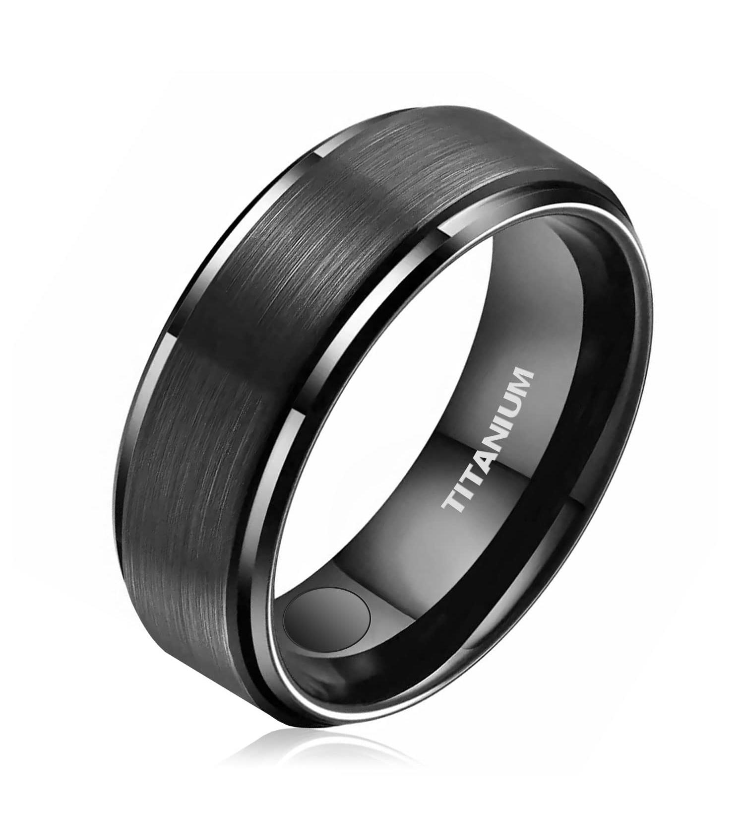 JEROOT Titanium Magnetic Rings 8mm Black with 3500 Gauss Strength | Step Edge Sleek Design for Men and Women | Includes Jewelry Gift Box - Buy Online on GoSupps.com
