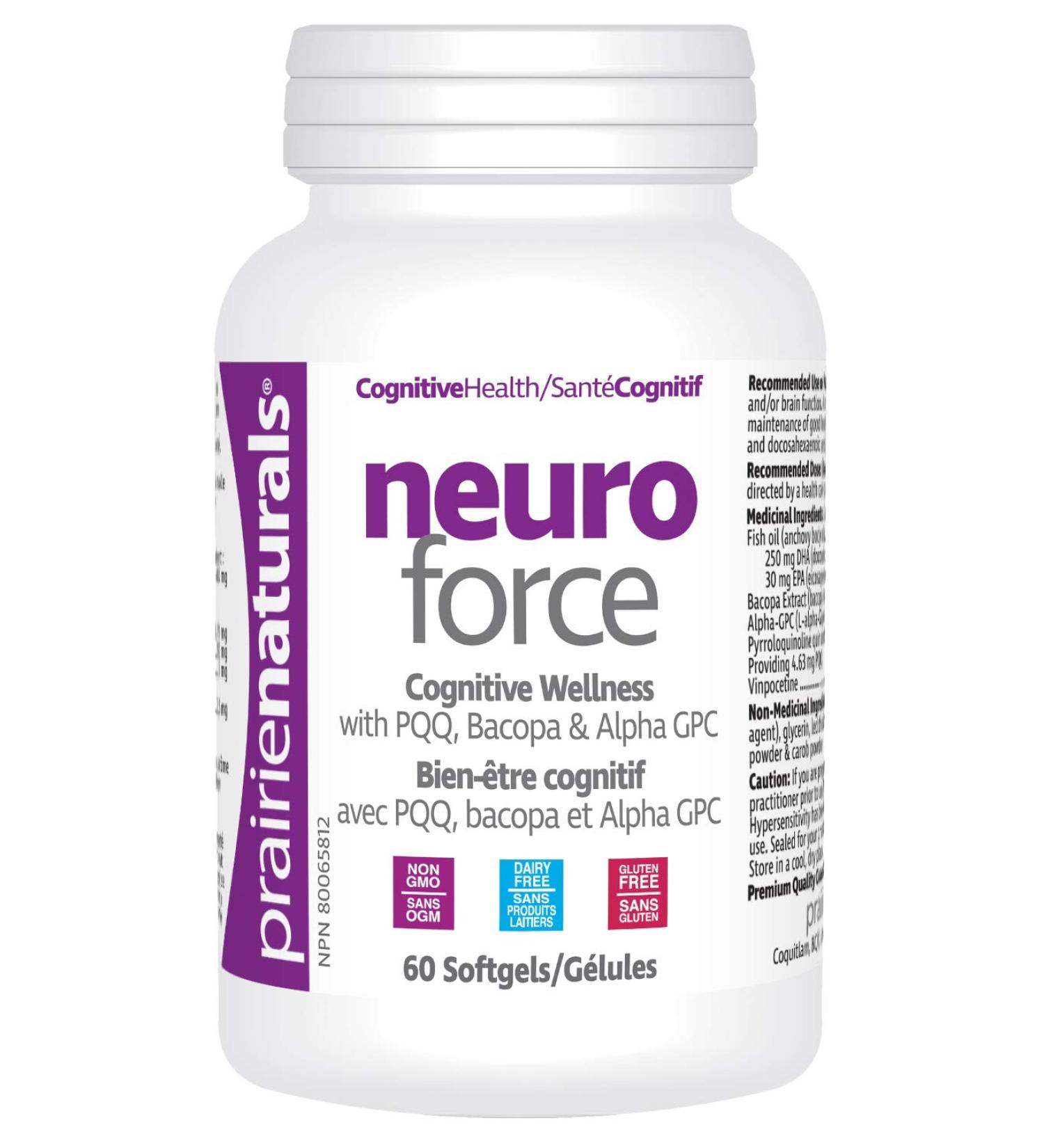 Prairie Naturals Neuro Force with PQQ Bacopa and Alpha GPC Softgel - 60 Count Unflavored 60 count (Pack of 1) - Buy Online on GoSupps.com