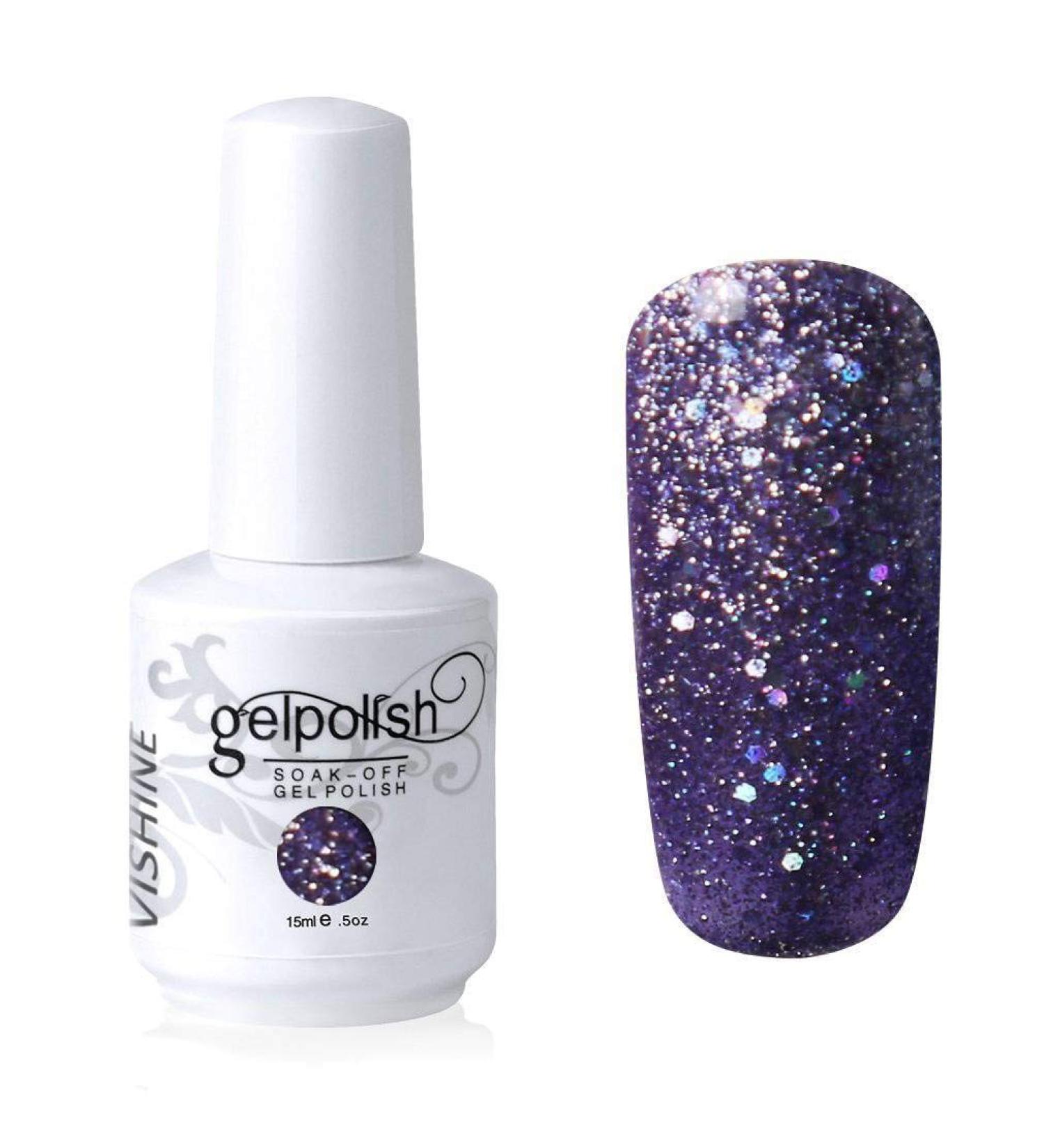 Vishine Gel Polish Nail Art Soak-off UV LED Nail Gel Polish Diy Manicure Glitter Mediumpurple #600 - Buy Online on GoSupps.com