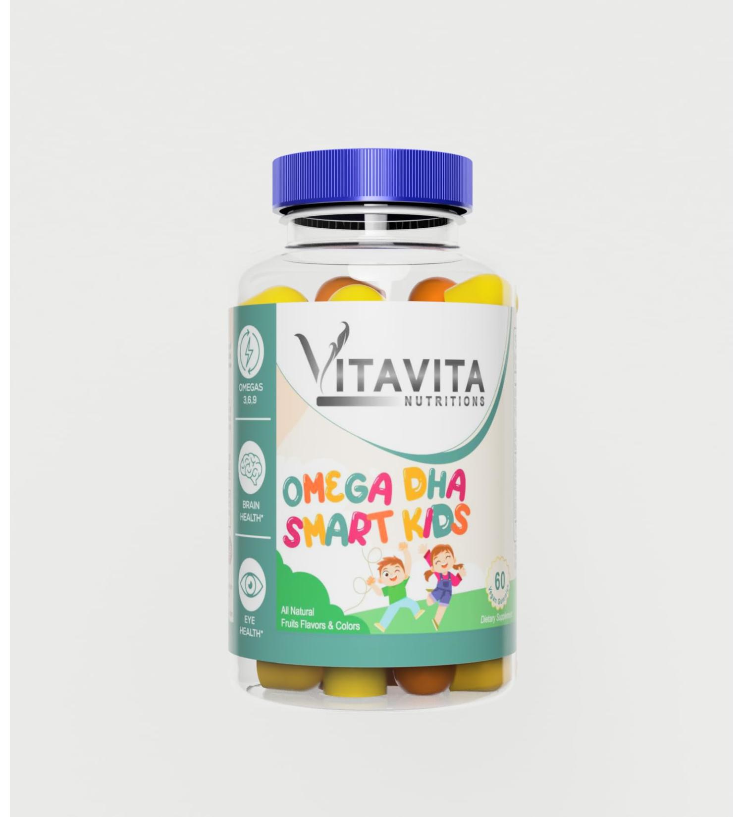 VitaVita Nutritions Omega DHA Smart Kids Gummies Natural Fruit Flavors 60 Count Ages 2+