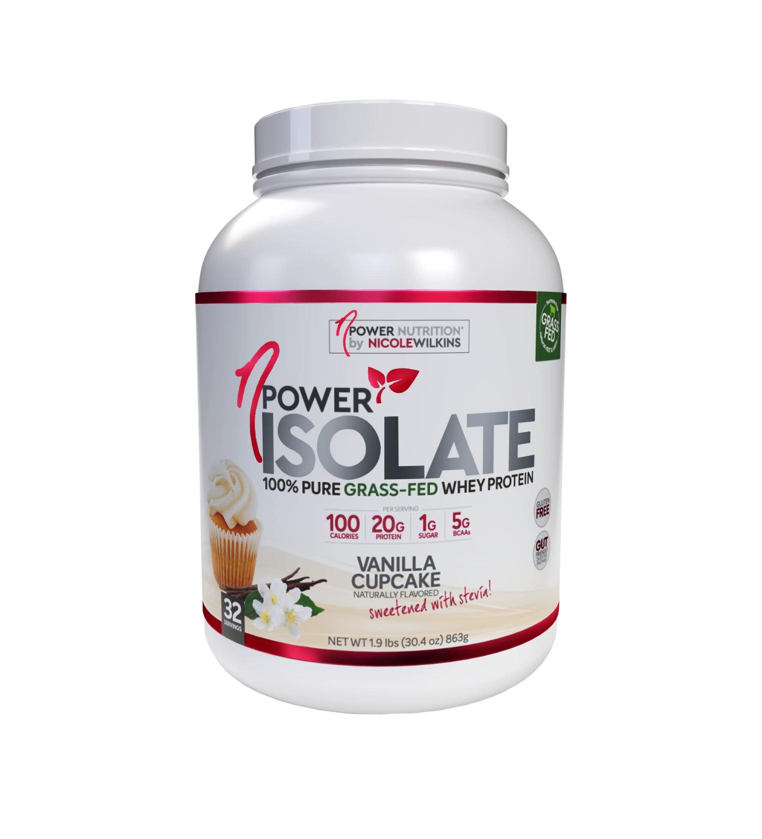 nPower Nutrition Grass-Fed Whey Protein Isolate Powder - 20g Protein, 5g BCAA, Low Carb - Vanilla Cupcake (32 Servings) - Buy Online on GoSupps.com