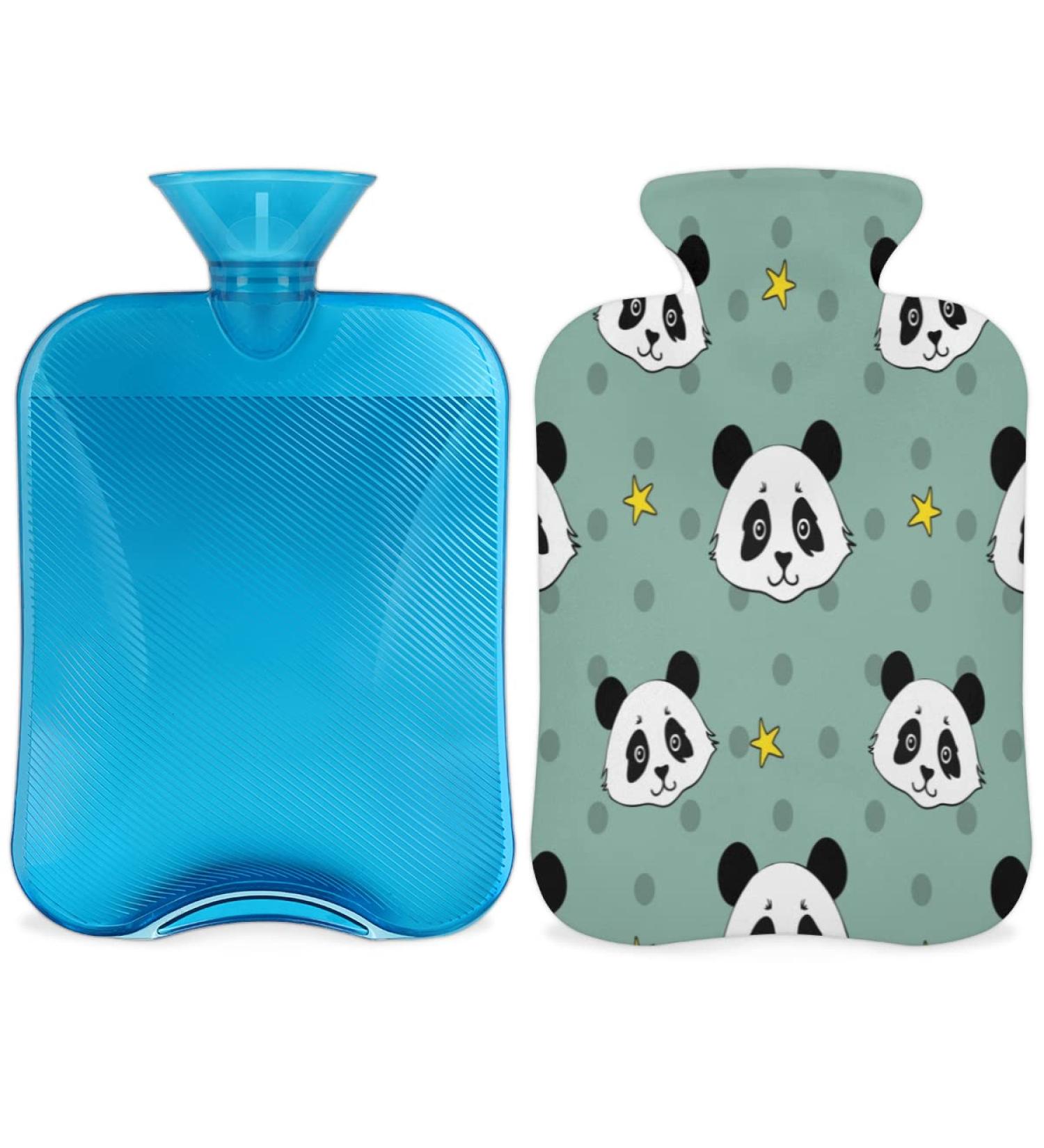 Panda Hot Water Bottle with Fluffy Cover - 2L Capacity for Cozy Nights | Pain Relief for Back Neck & Shoulders - Buy Online on GoSupps.com
