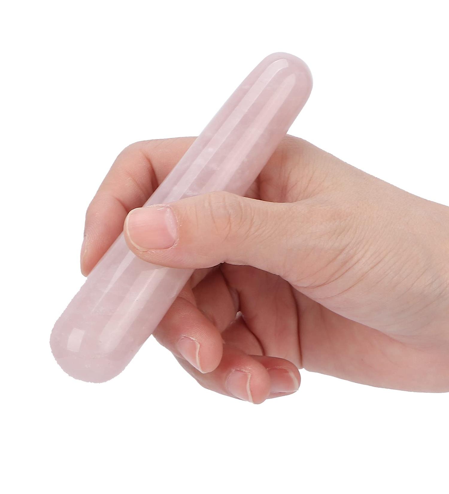 Jade Stone Massage Stick & Rose Quartz Gua Sha Tool | Natural Facial & Body Massage for Pain Relief - Buy Online on GoSupps.com