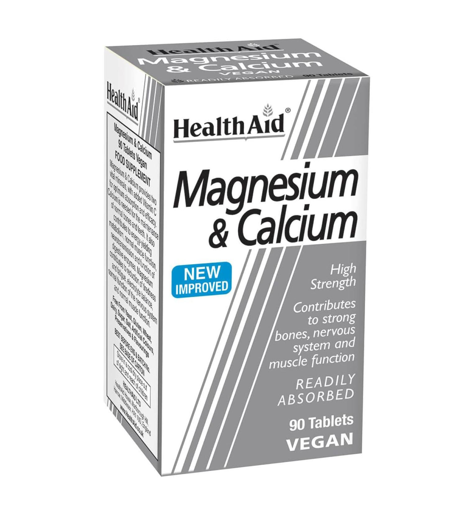 HealthAid Magnesium & Calcium Tablets - 90 Count - Buy Online on GoSupps.com