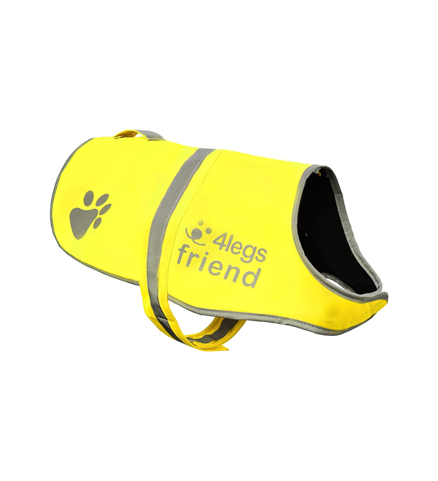 High Visibility Reflective Fleece Dog Coat - Leash Hole 5 Sizes | Safe Outdoor Wear for Day & Night - Yellow M - Buy Online on GoSupps.com
